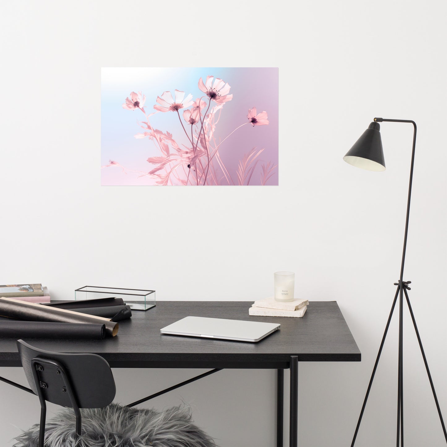 Blushing Blooms Pastel Floral Photorealism Painting - Digital Artwork Loose Art Print