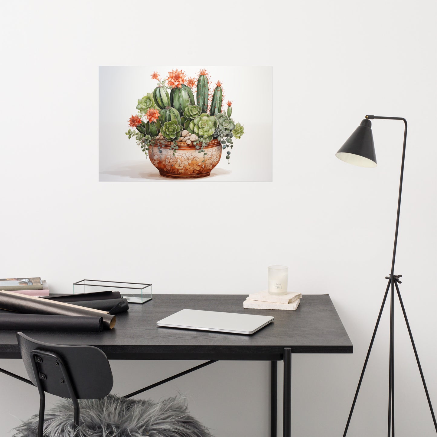 Blooming Resilience Cactus Watercolor Painting - Digital Artwork Loose Art Print