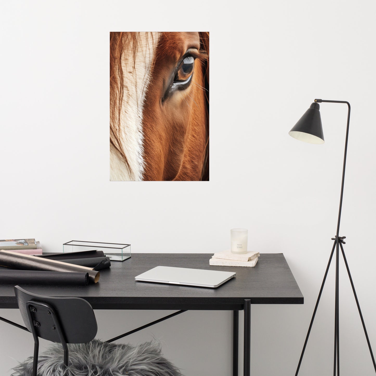 Horse Wall Art: Chestnut and Cream Photorealism - Digital Artwork Loose Art Print