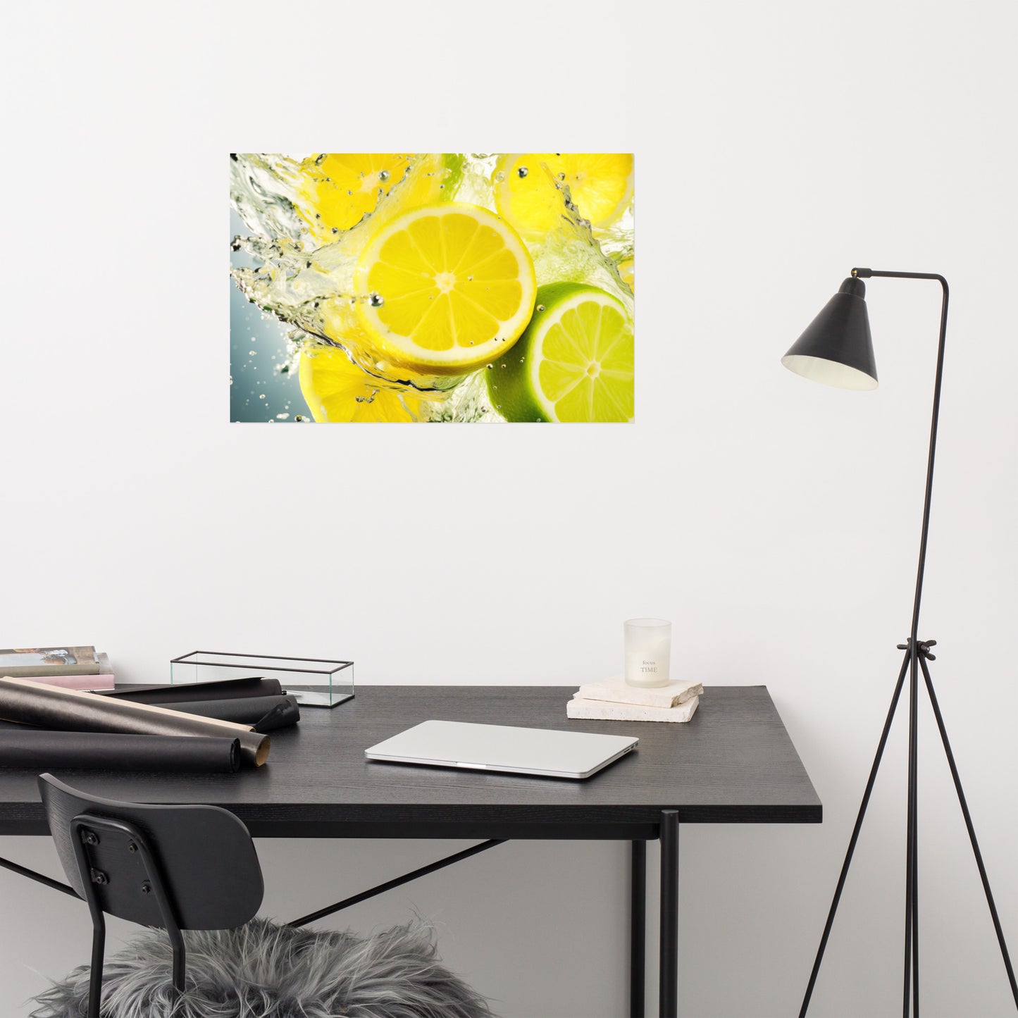 Lemon Art: Citrus Symphony Photorealism - Digital Artwork Loose Art Print