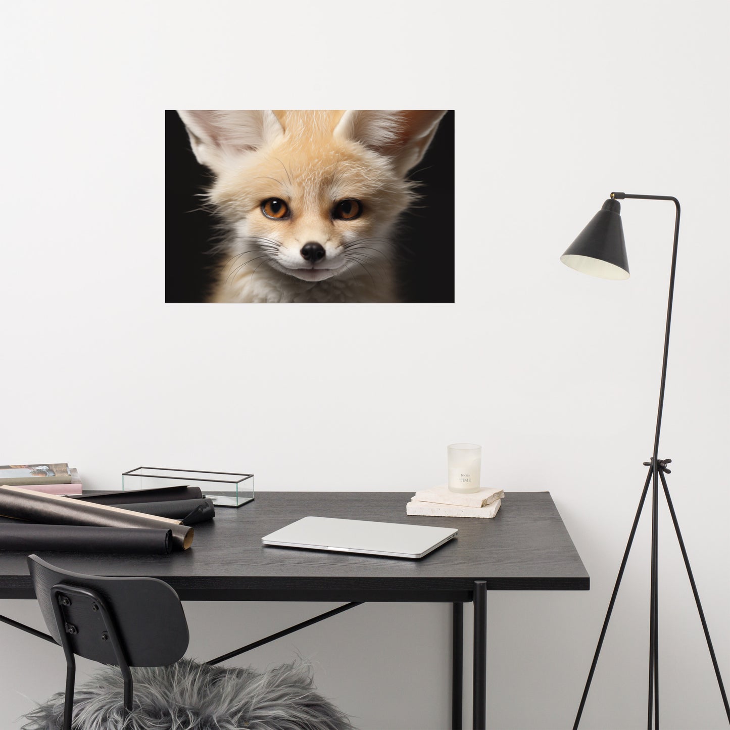 Fox Art: Close-up of a Desert Fox Fennec Fox Photorealism - Digital Artwork Loose Art Print