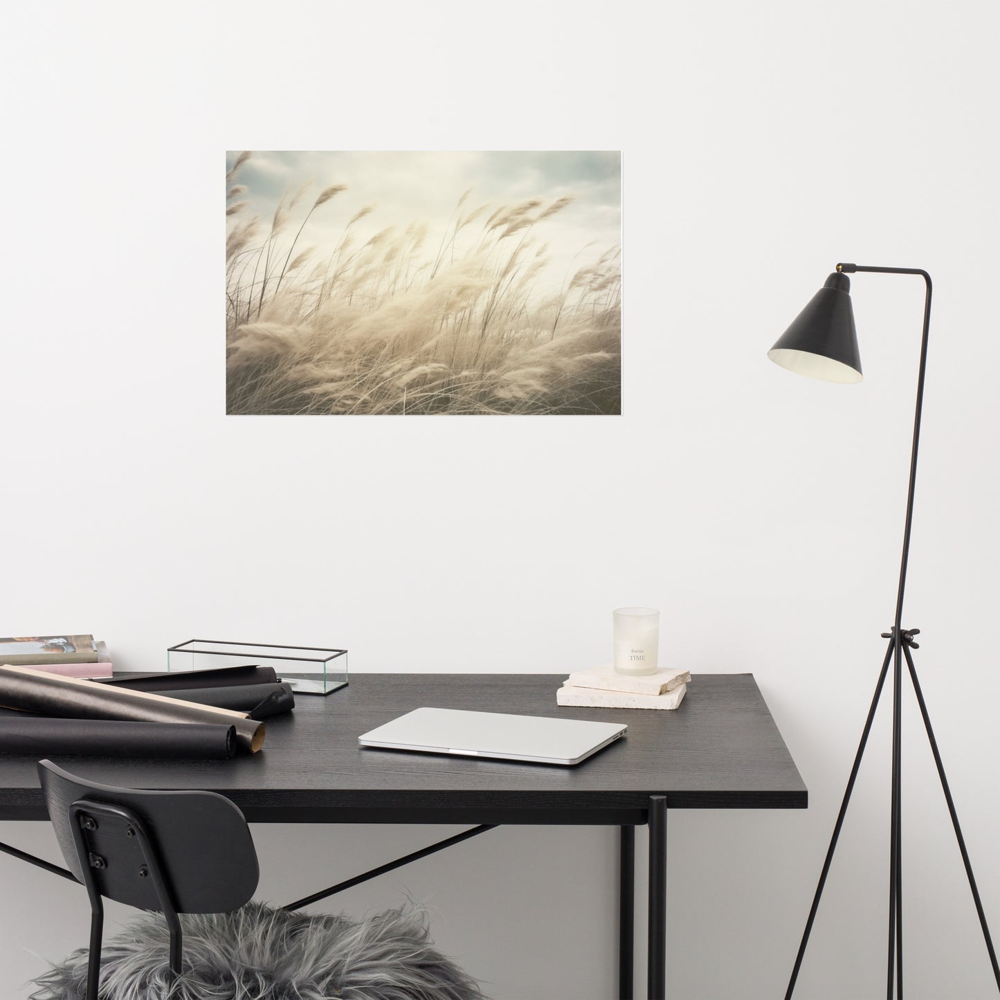 Vintage Beach Artwork: Coastal Serenade Sea Grass Subdued Retro Photorealism - Digital Loose Art Print