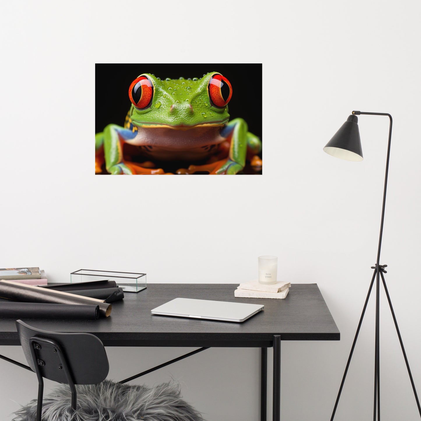 Crimson Gaze Red Eyed Tree Frog Close-up Photorealism - Digital Artwork Loose Art Print