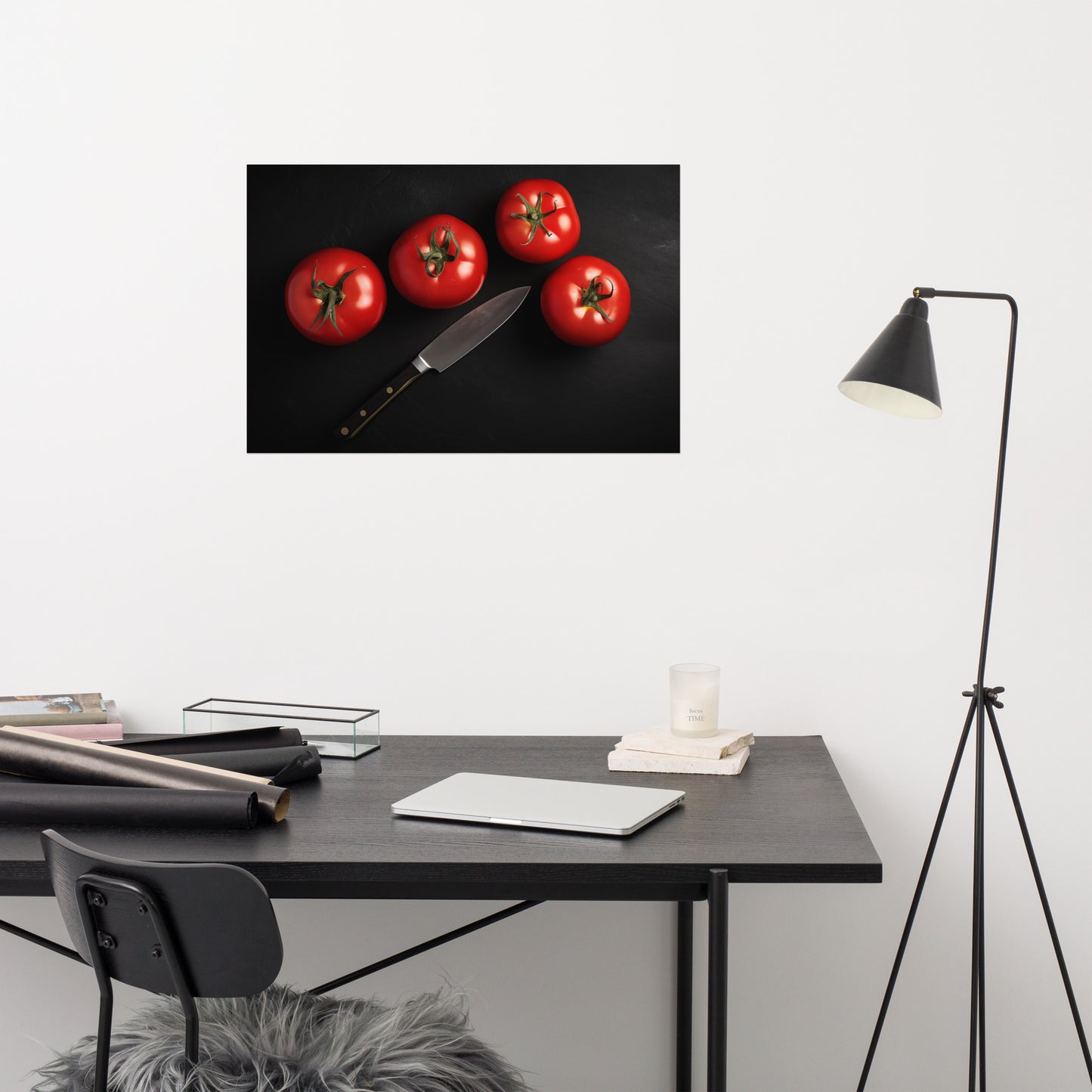 Home Kitchen Wall Decor: Crimson Quartet Tomatoes Photorealism - Digital Artwork Loose Art Print