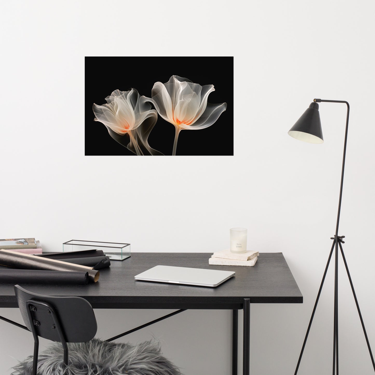 Flower Poster Aesthetic: Crystallized Beauty X-ray Effect - Digital Artwork Loose Art Print