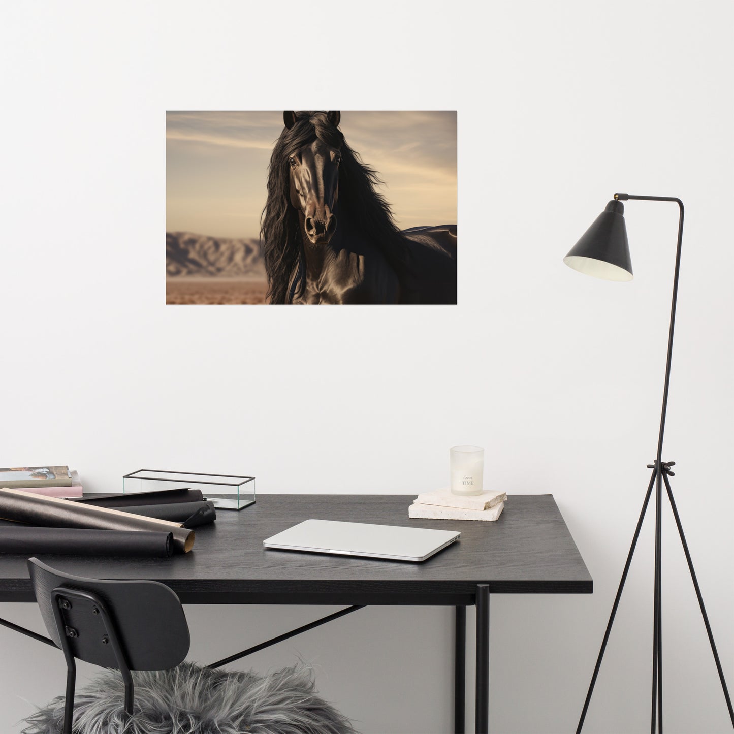 Horse Painting: Dark Majesty Photorealism - Digital Artwork Loose Art Print