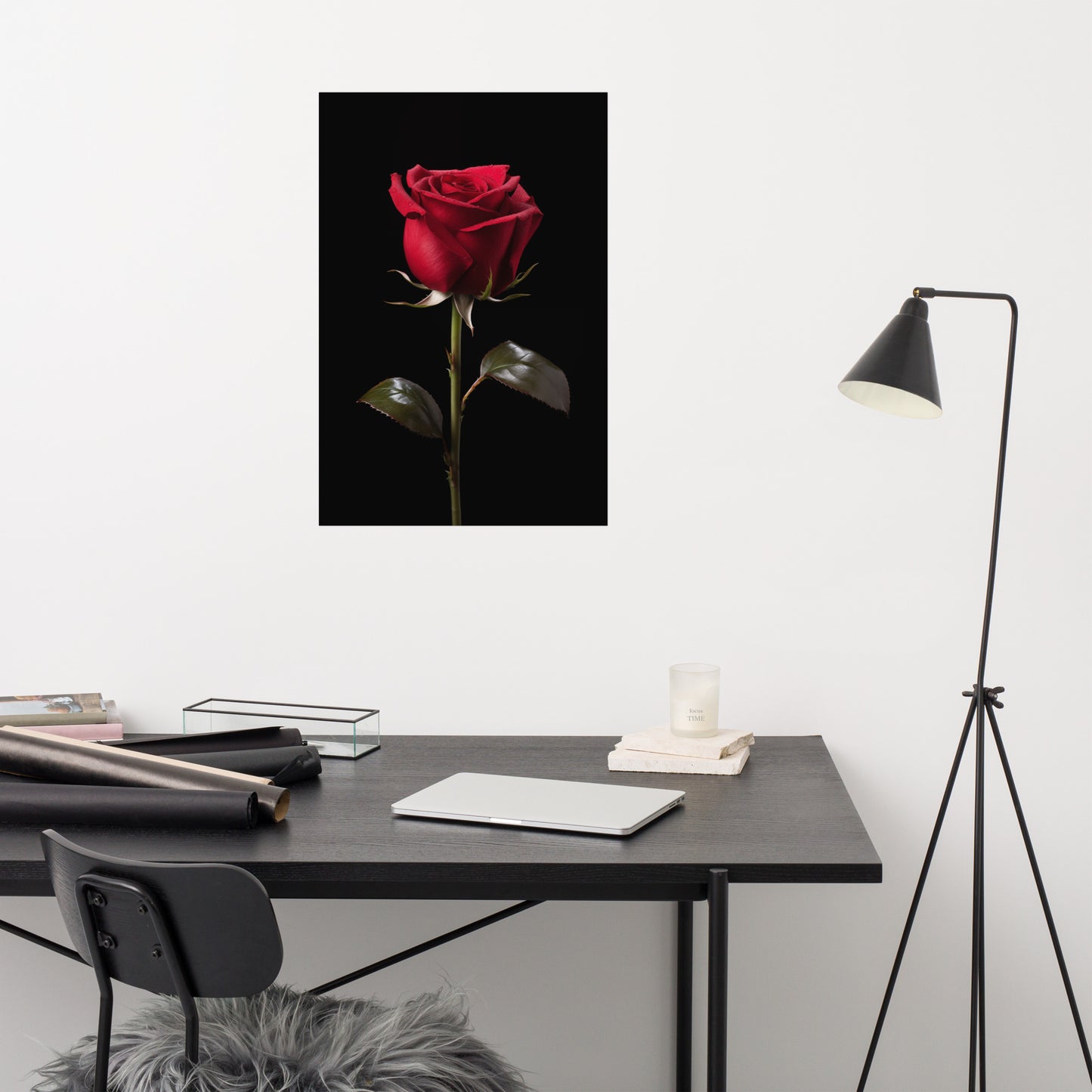 Red Flower Art: Dark Romance Photorealism - Digital Artwork Loose Art Print