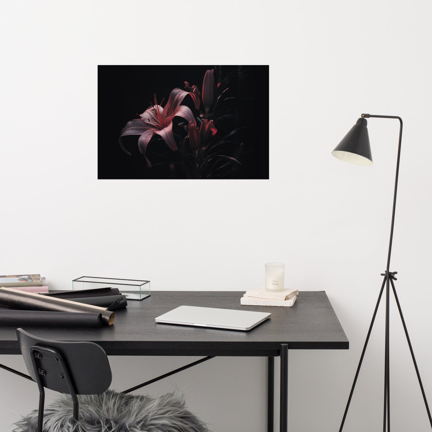 Flower Modern Art: Darkest Desire Dark Floral Photorealism - Digital Artwork Loose Art Print