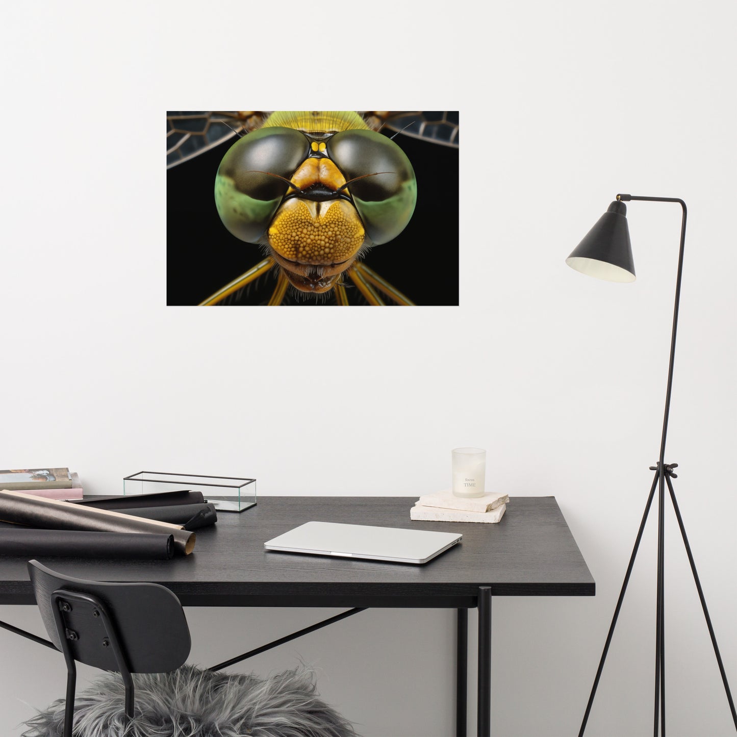 Wildlife Art: Dragonfly Close-Up Portrait Photorealism - Digital Artwork Loose Art Print