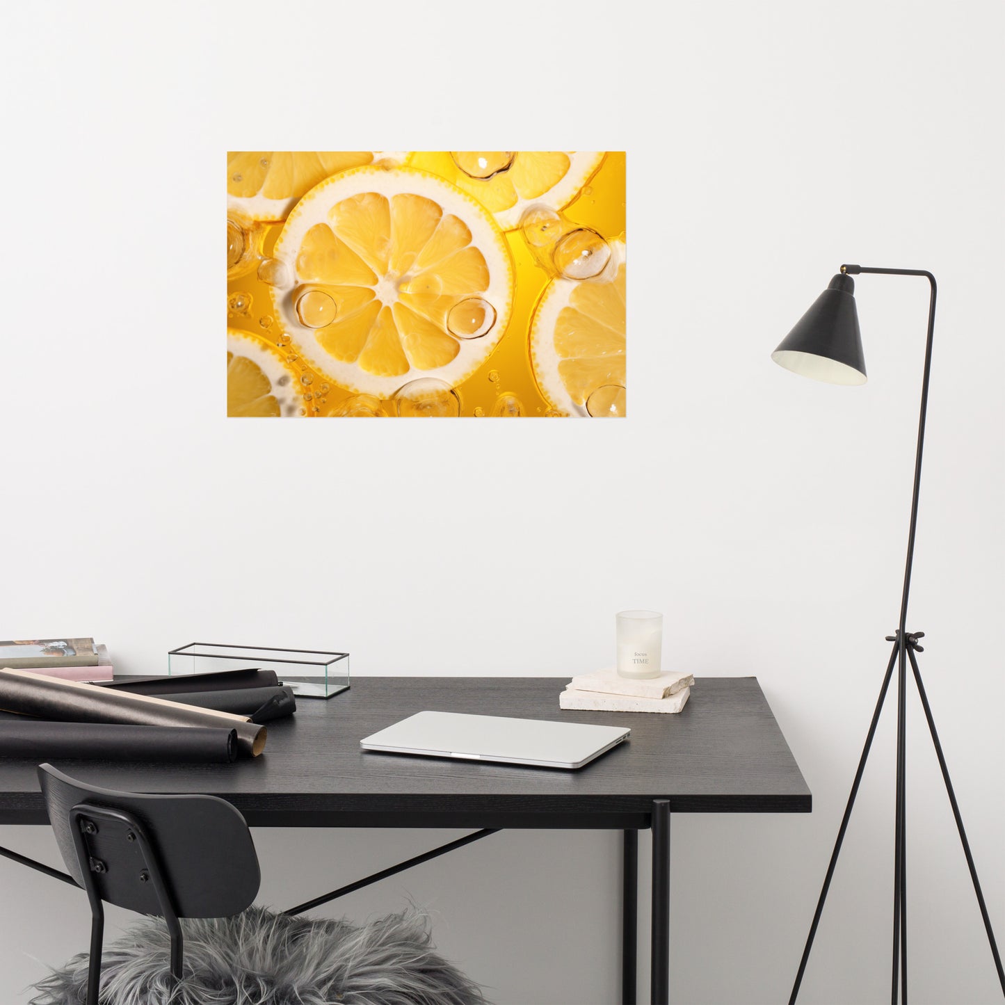 Cute Lemon Art: Effervescent Citrus Photorealism - Digital Artwork Loose Art Print