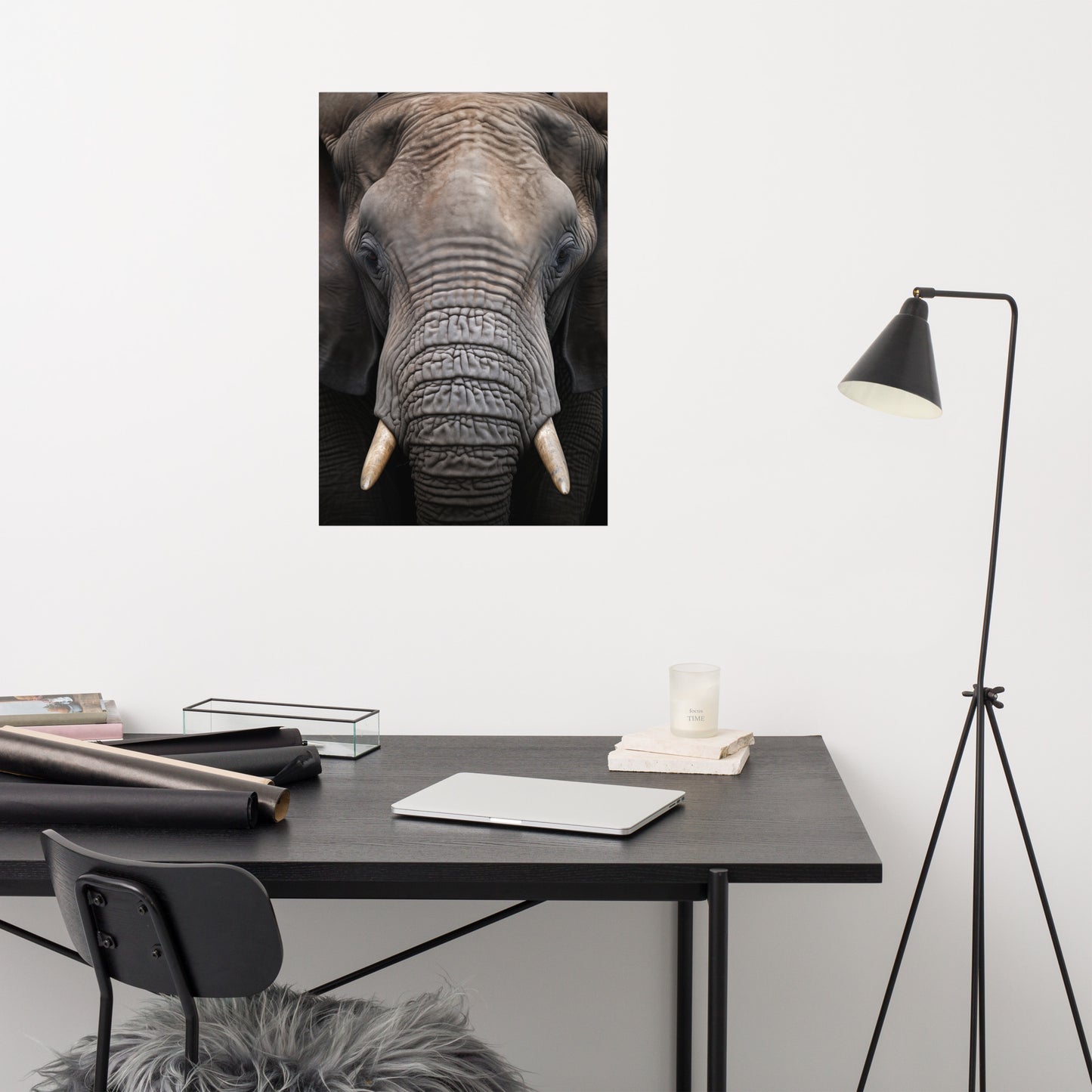 Wall Art Wildlife: Elephant Photorealism - Digital Artwork Loose Art Print