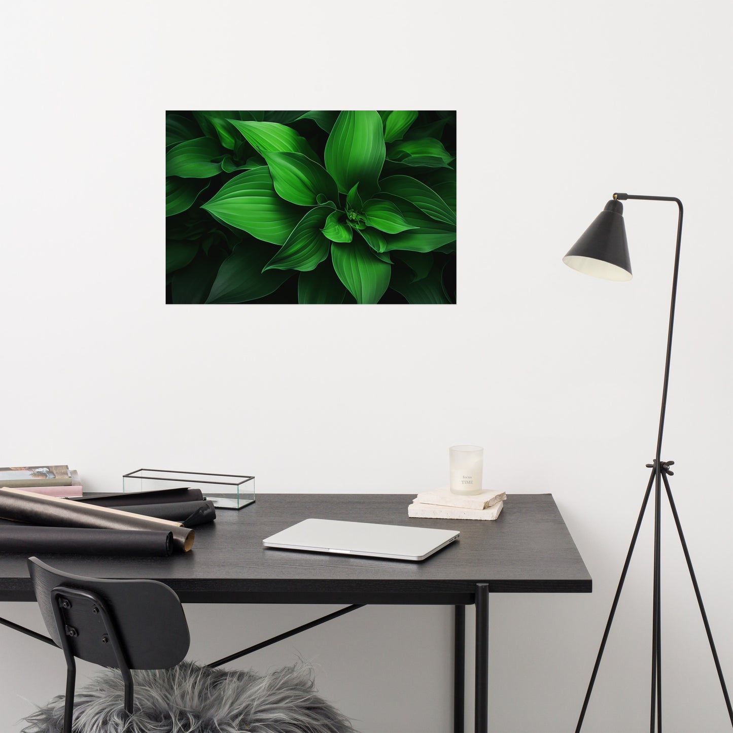 Neutral Botanical Prints: Emerald Symphony Green Plants Photorealism - Digital Artwork Loose Art Print