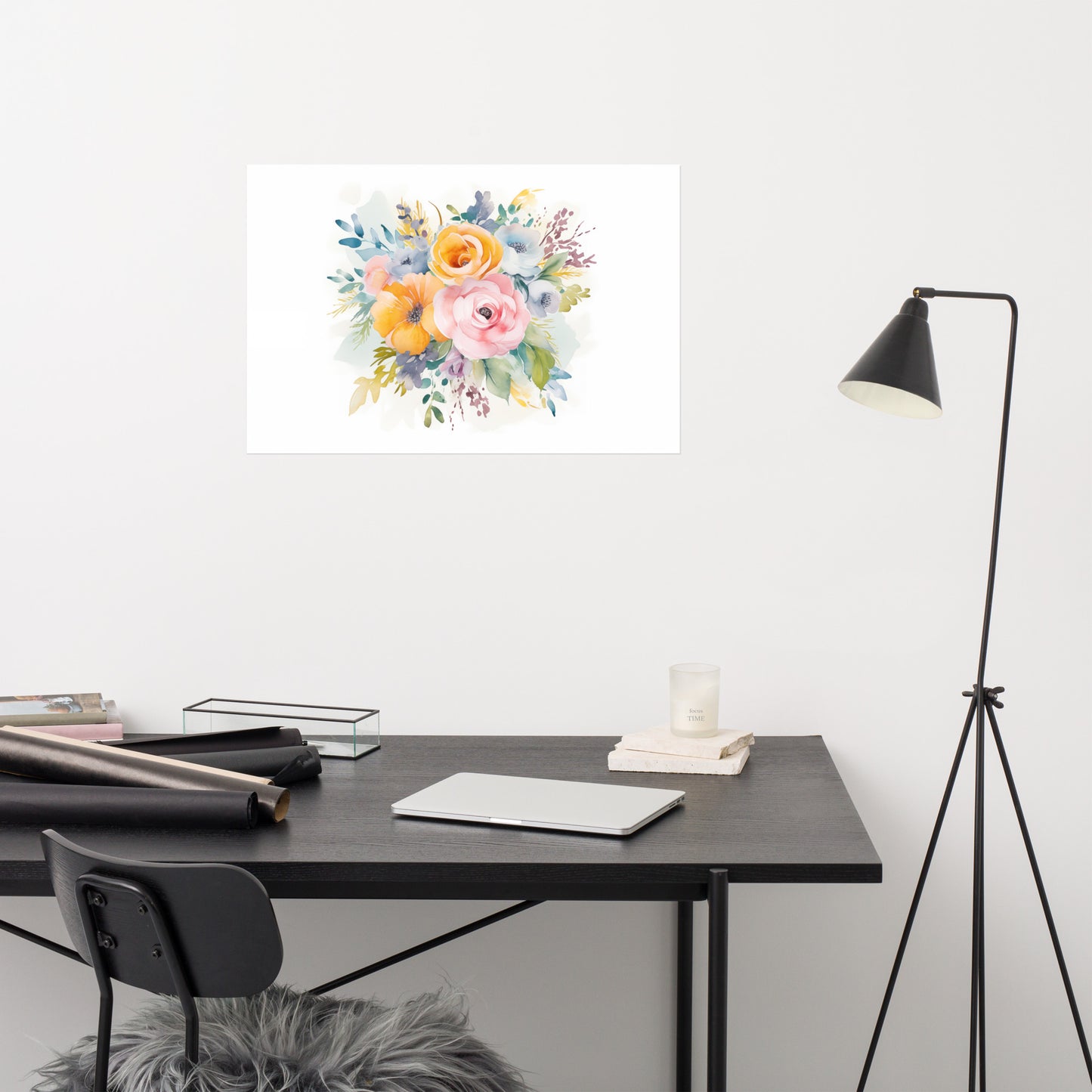 Abstract Flower Watercolor Painting: Ephemeral Elegance Colorful Bouquet - Digital Artwork Loose Art Print