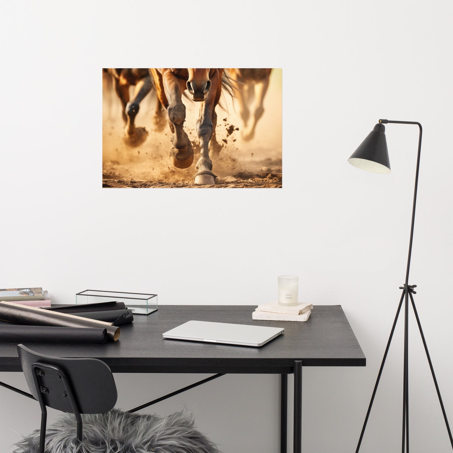 Running Horse Artwork: Equine Exodus Photorealism - Digital Loose Art Print