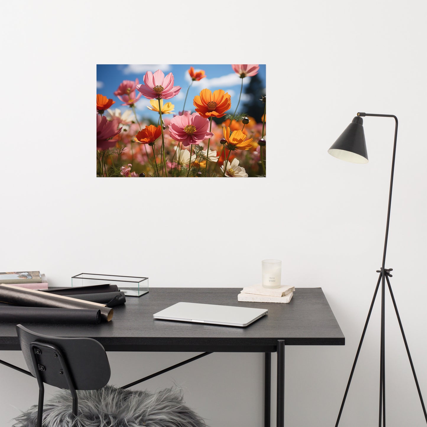 Wall Decor Farmhouse Style: Eternal Flower Meadow Flowers Photorealism - Digital Artwork Loose Art Print