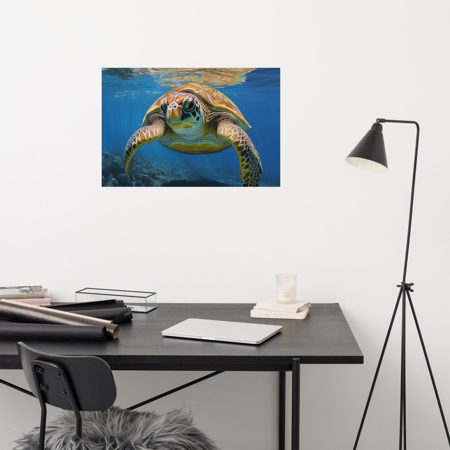 Sea Turtle Art: Eternal Voyager Coastal Illustration - Digital Artwork Loose Art Print