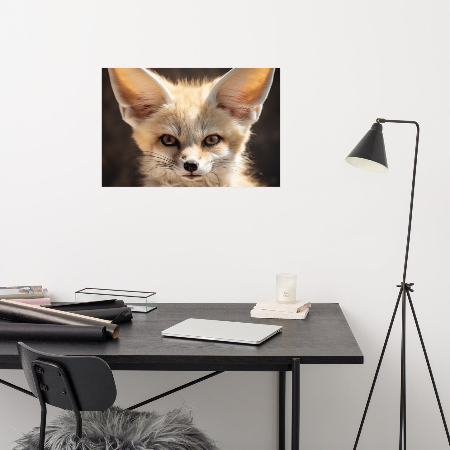 Colorful Fox Art: Eyes of the Sahara Photorealism - Digital Artwork Loose Art Print