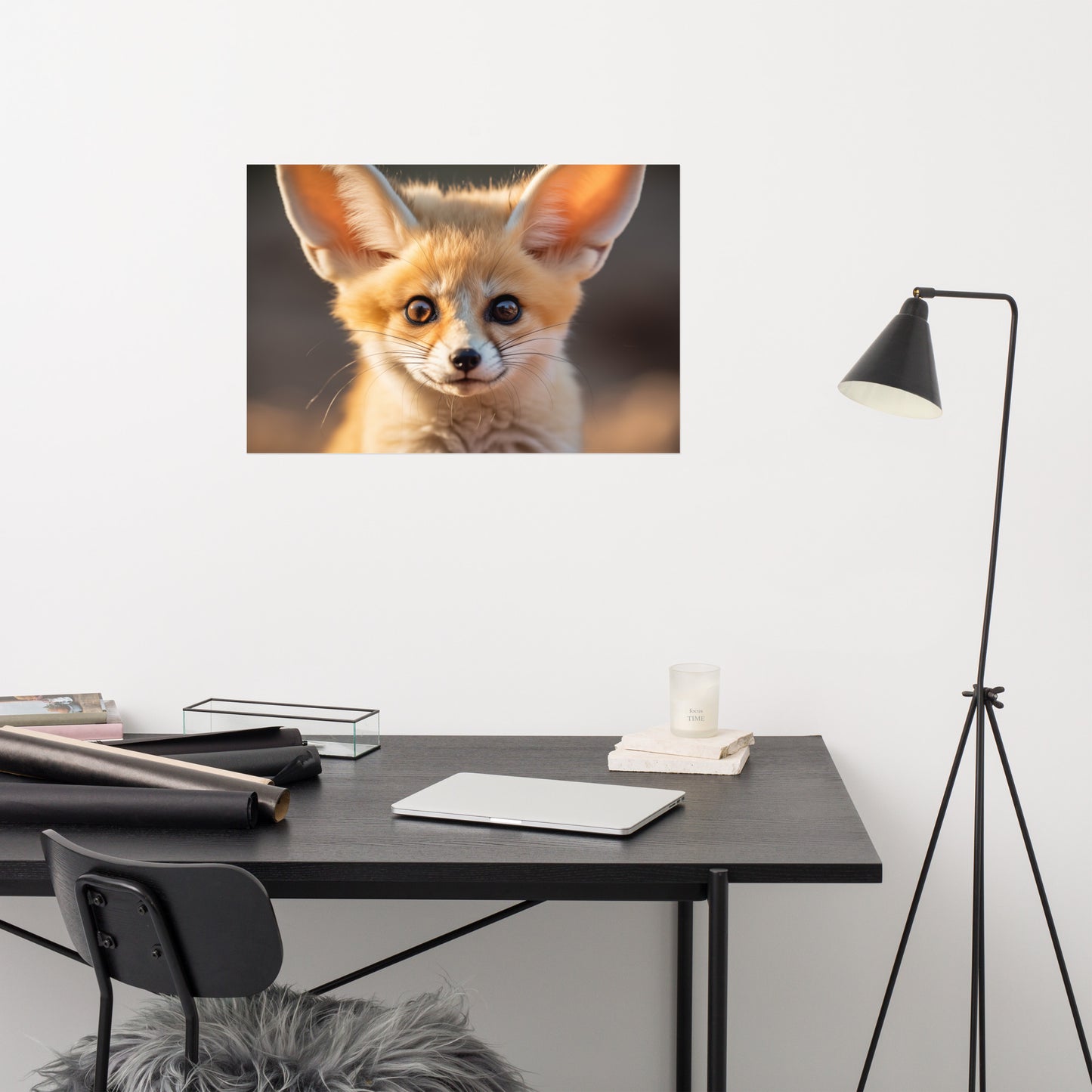 Fennec Fox Portrait Photorealism - Digital Artwork Loose Art Print