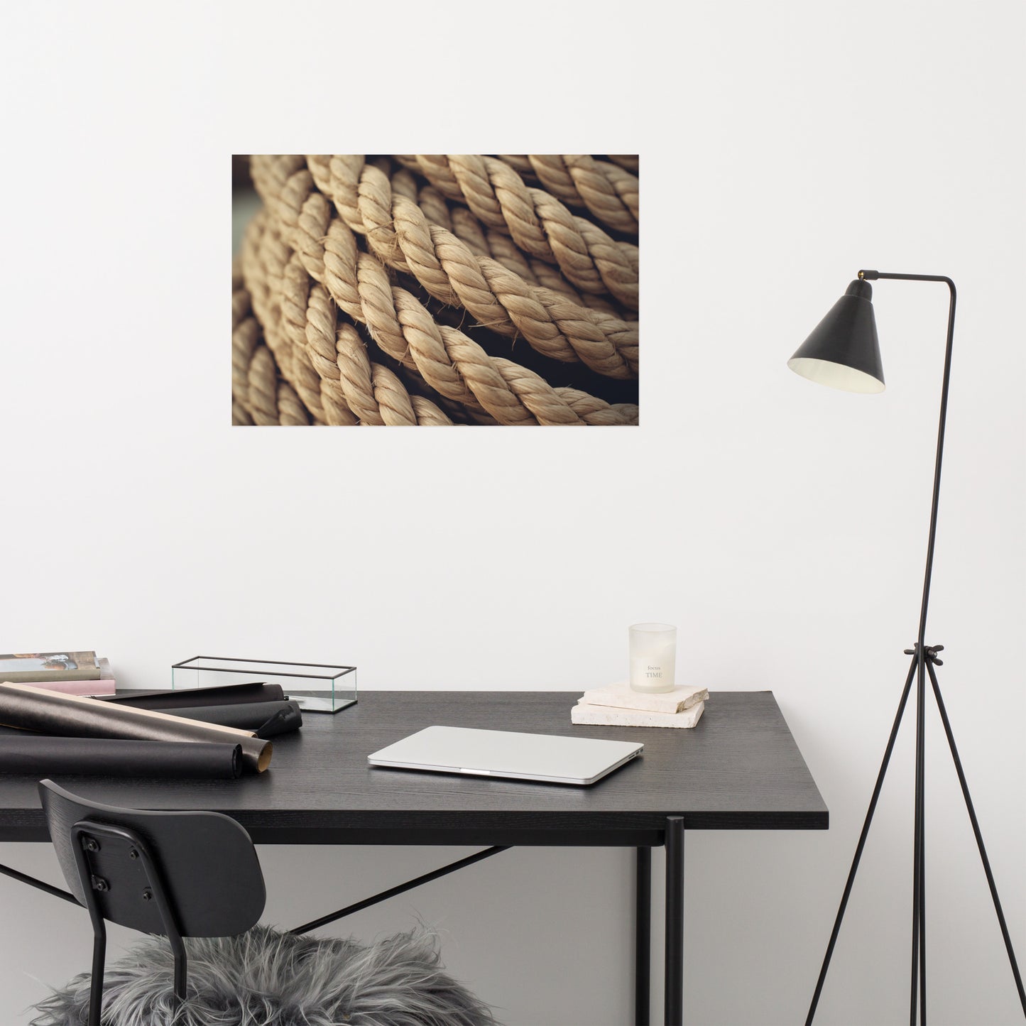 Fibrous Elegance Texture Ropes Photorealism - Digital Artwork Loose Art Print