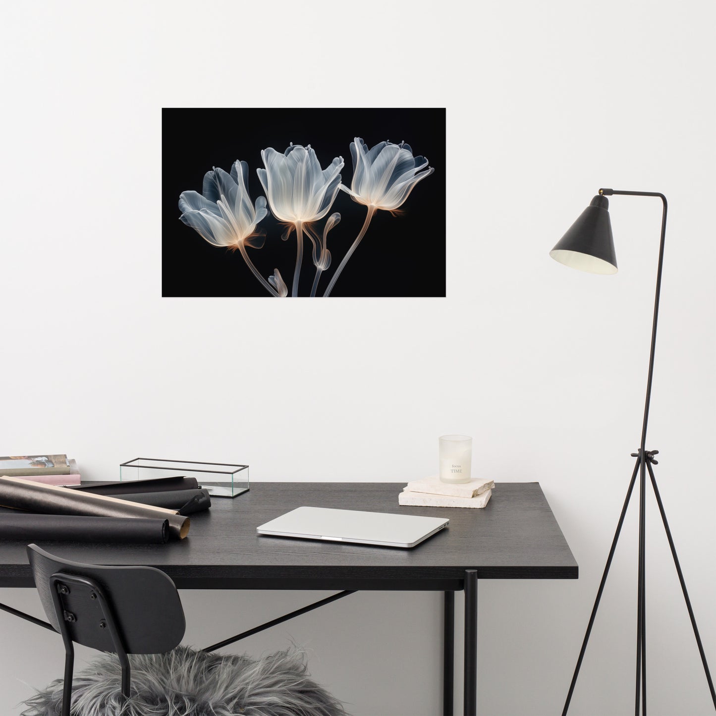 Floral Anatomy X-ray Effect Illustration - Digital Artwork Loose Art Print