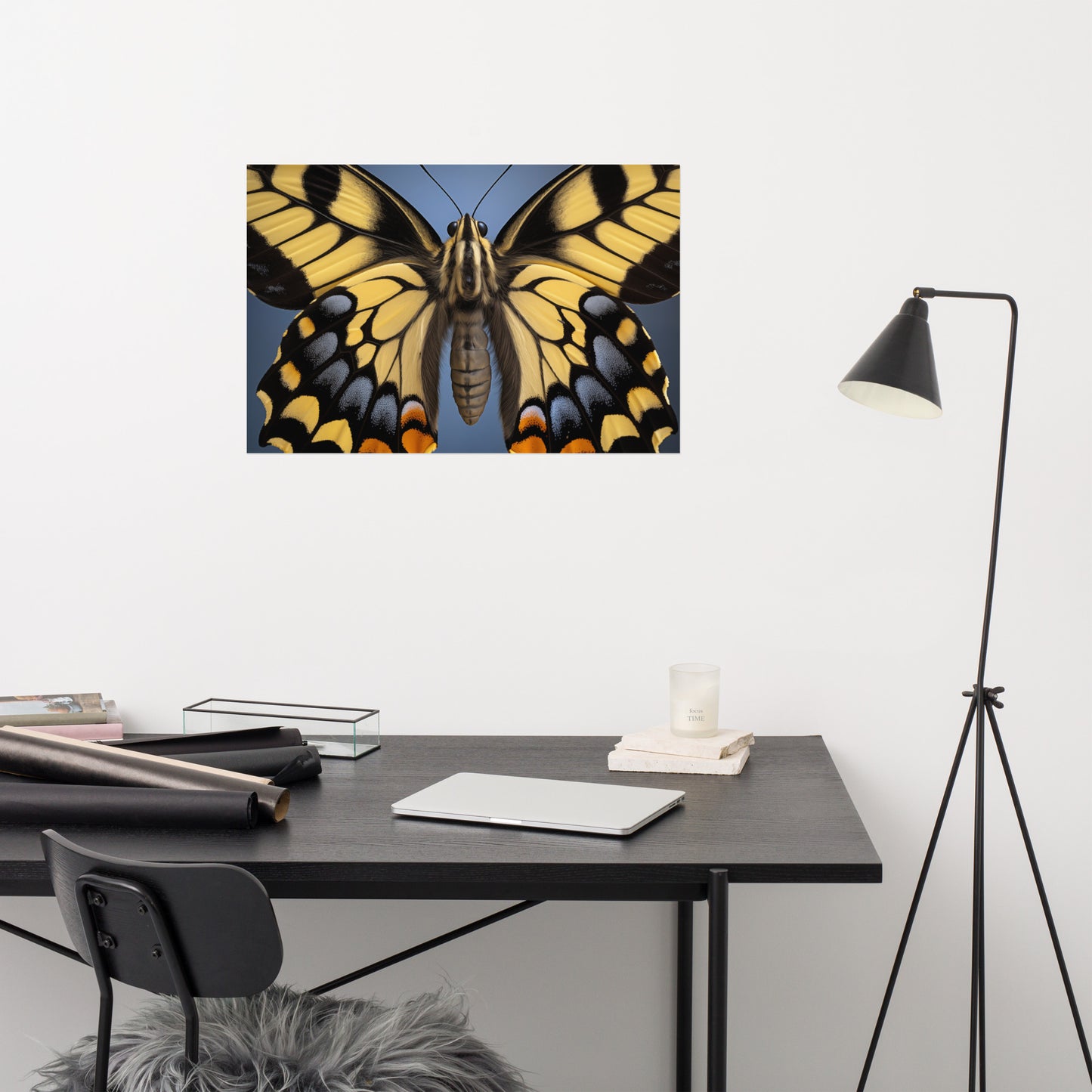 Flutter of Fancy Swallowtail Butterfly Close-up Photorealism - Digital Artwork Loose Art Print