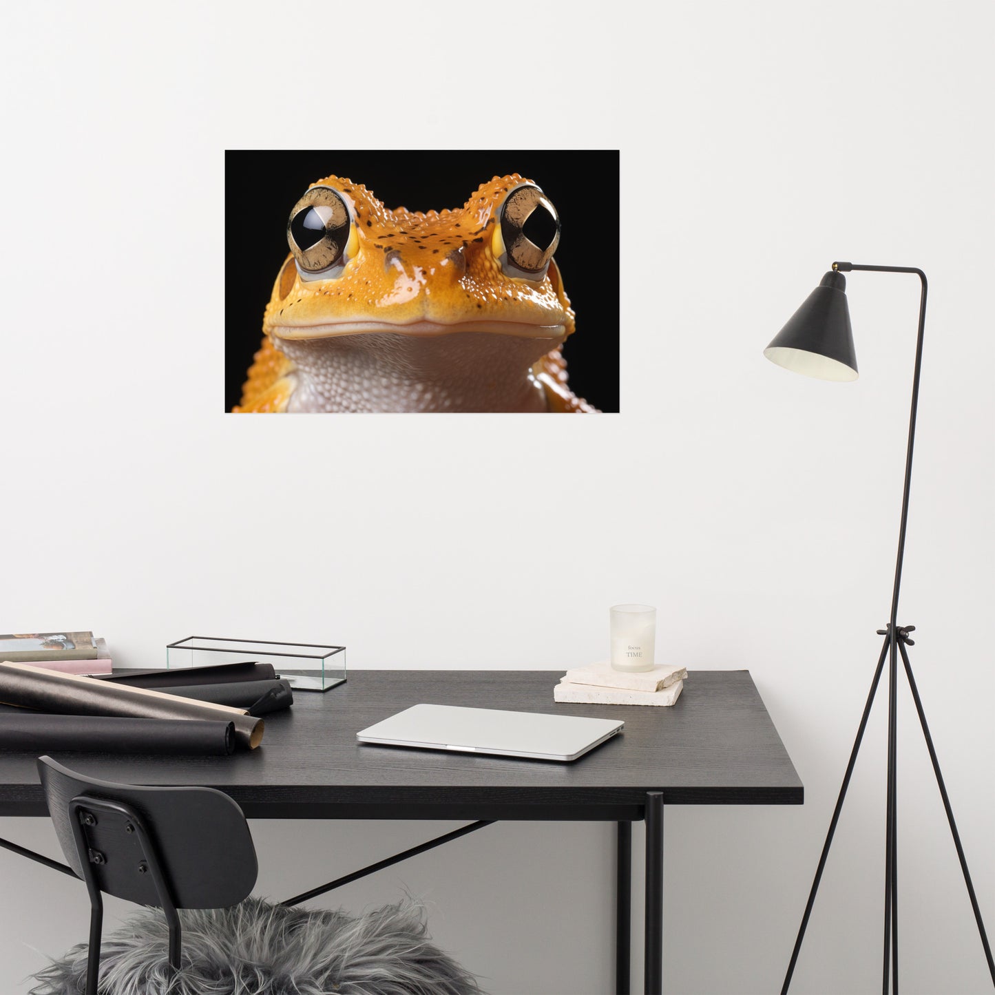 Froggy Face-Off Neobatrachia Frog Close-up Photorealism - Digital Artwork Loose Art Print