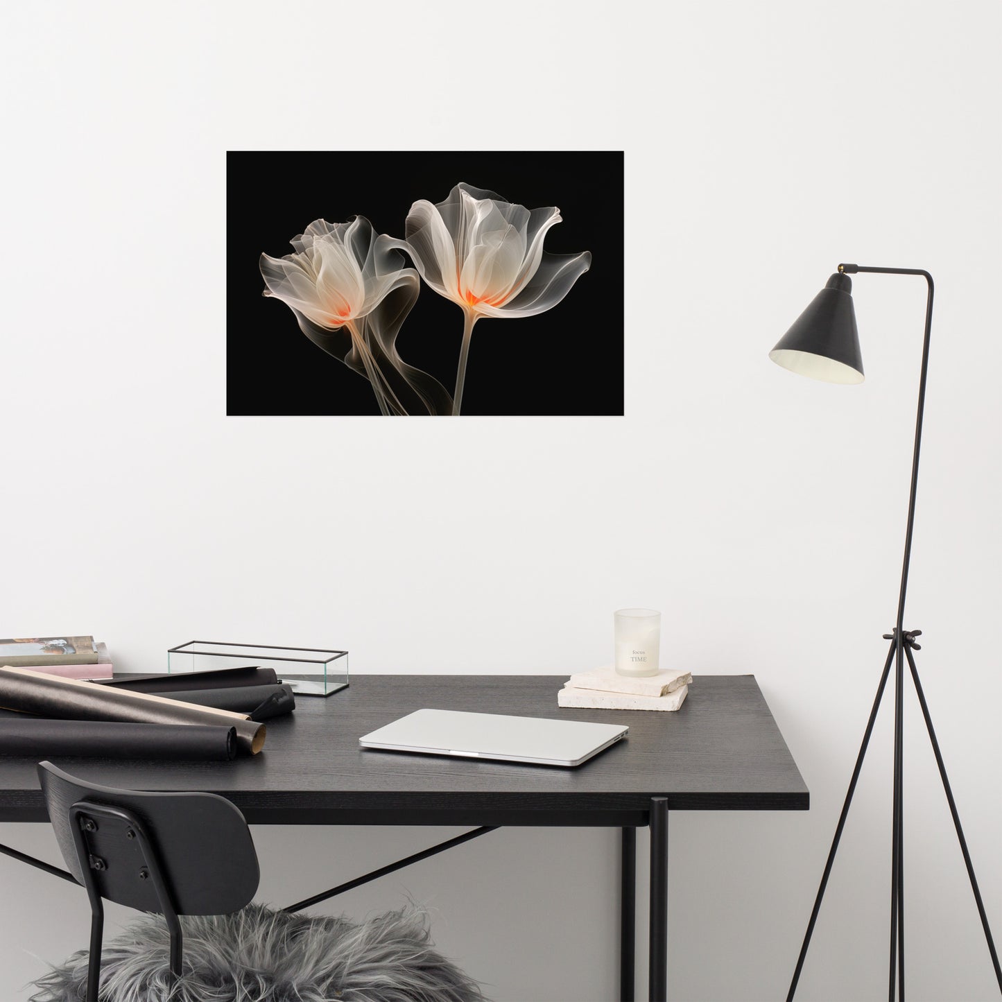 Frosted Petals X-Ray Effect Illustration - Digital Artwork Loose Art Print