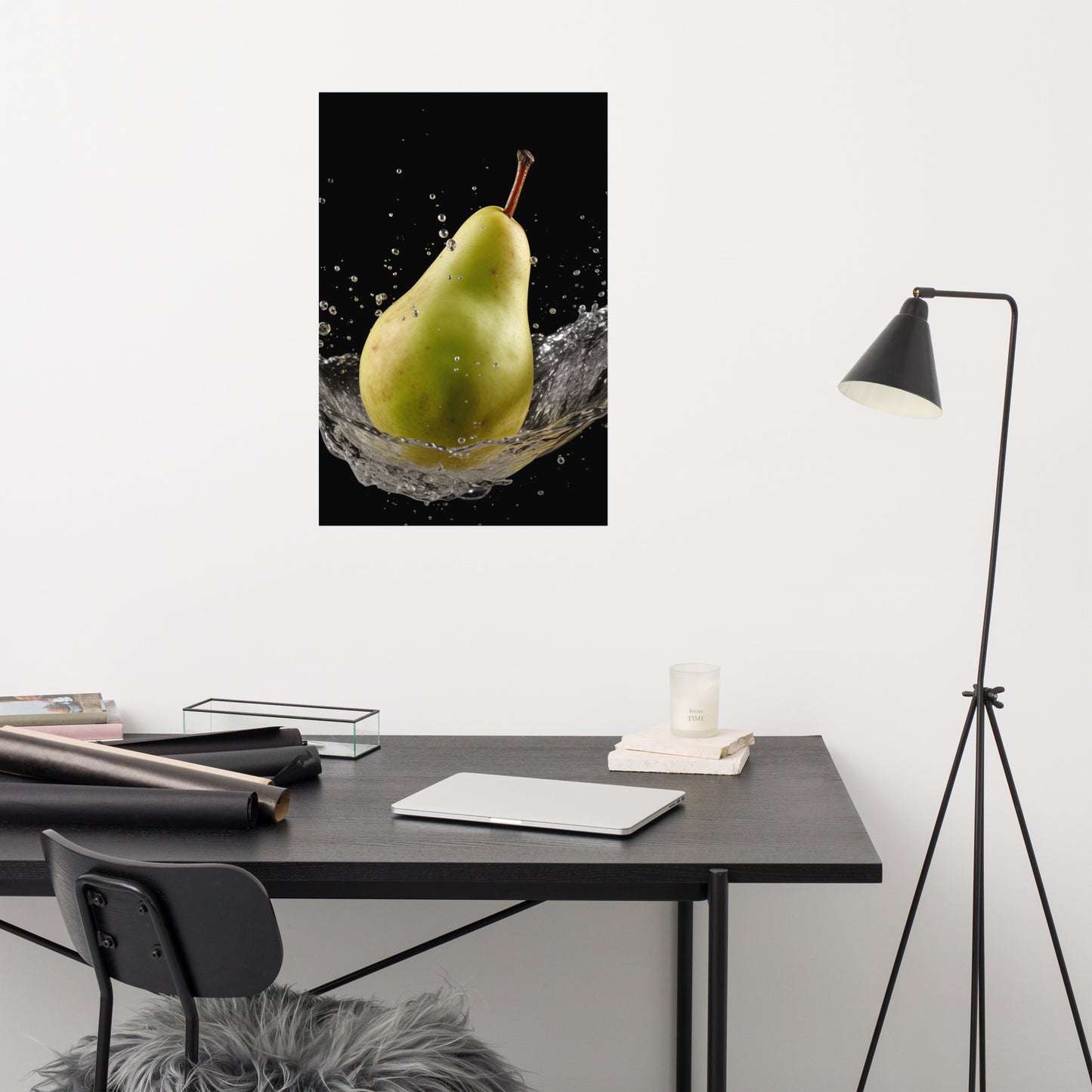 Fruity Fusion Pear in Water Photorealism - Digital Artwork Loose Art Print