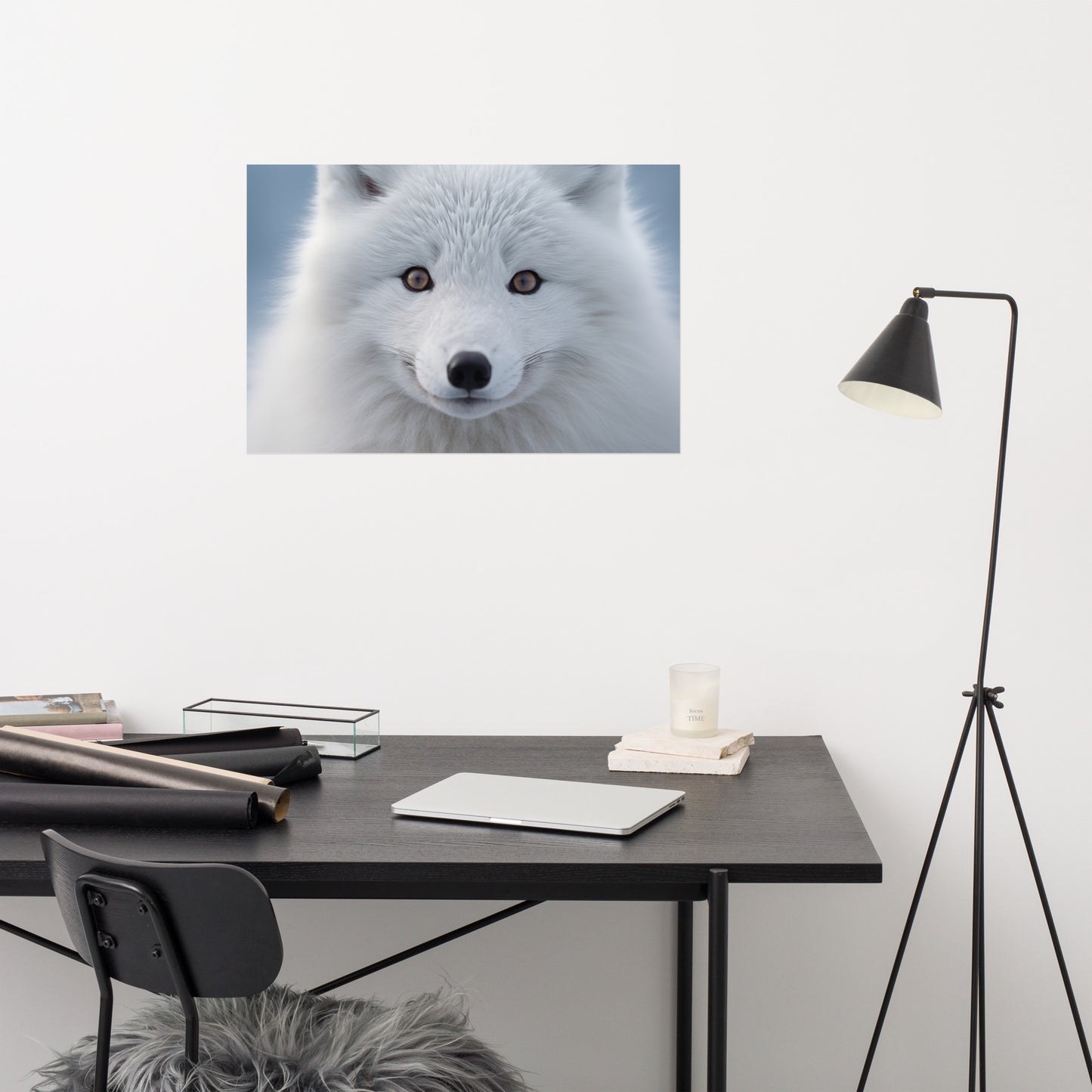 Ghost of the Tundra Photorealism - Digital Artwork Loose Art Print