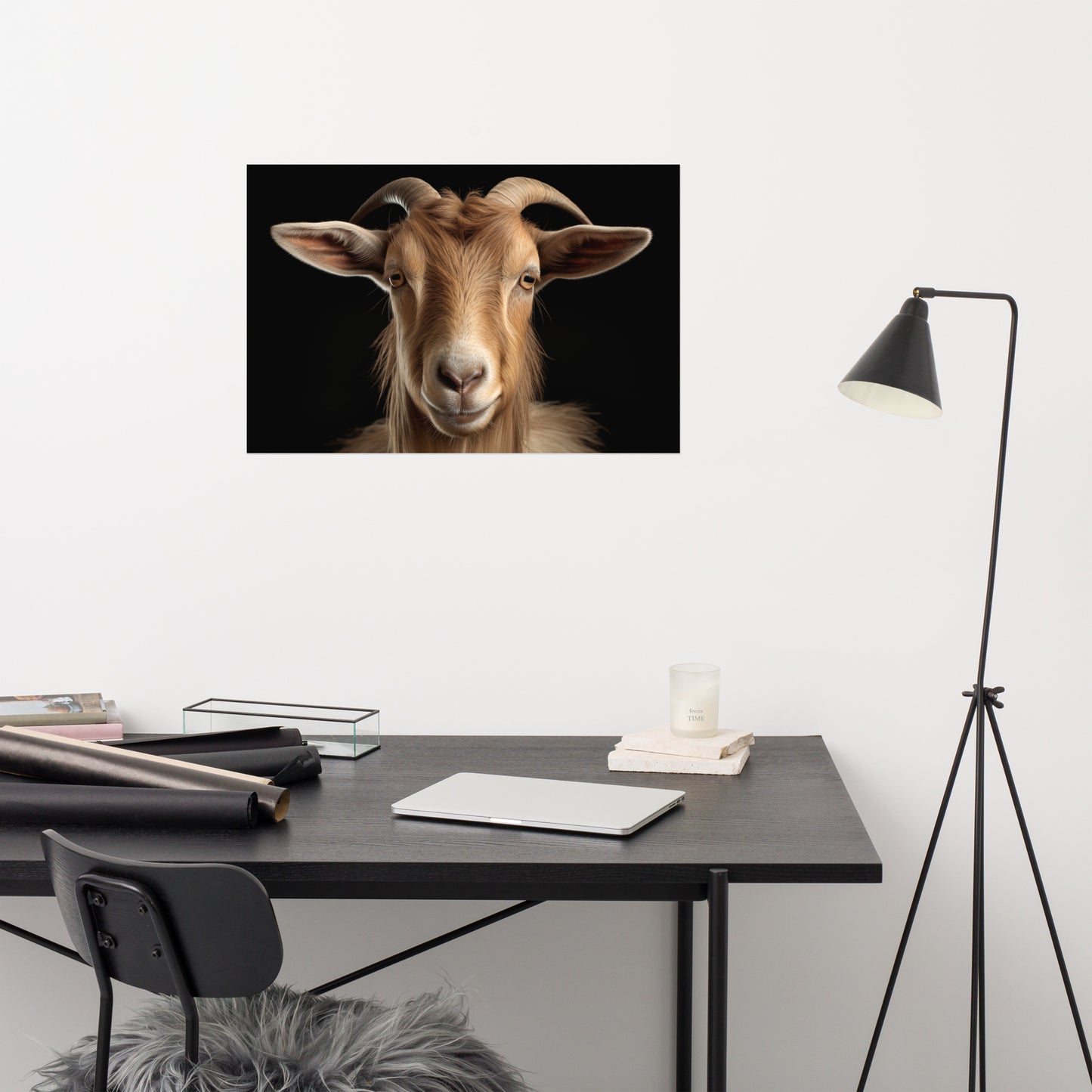 Goat Portrait Photorealism - Digital Artwork Loose Art Print