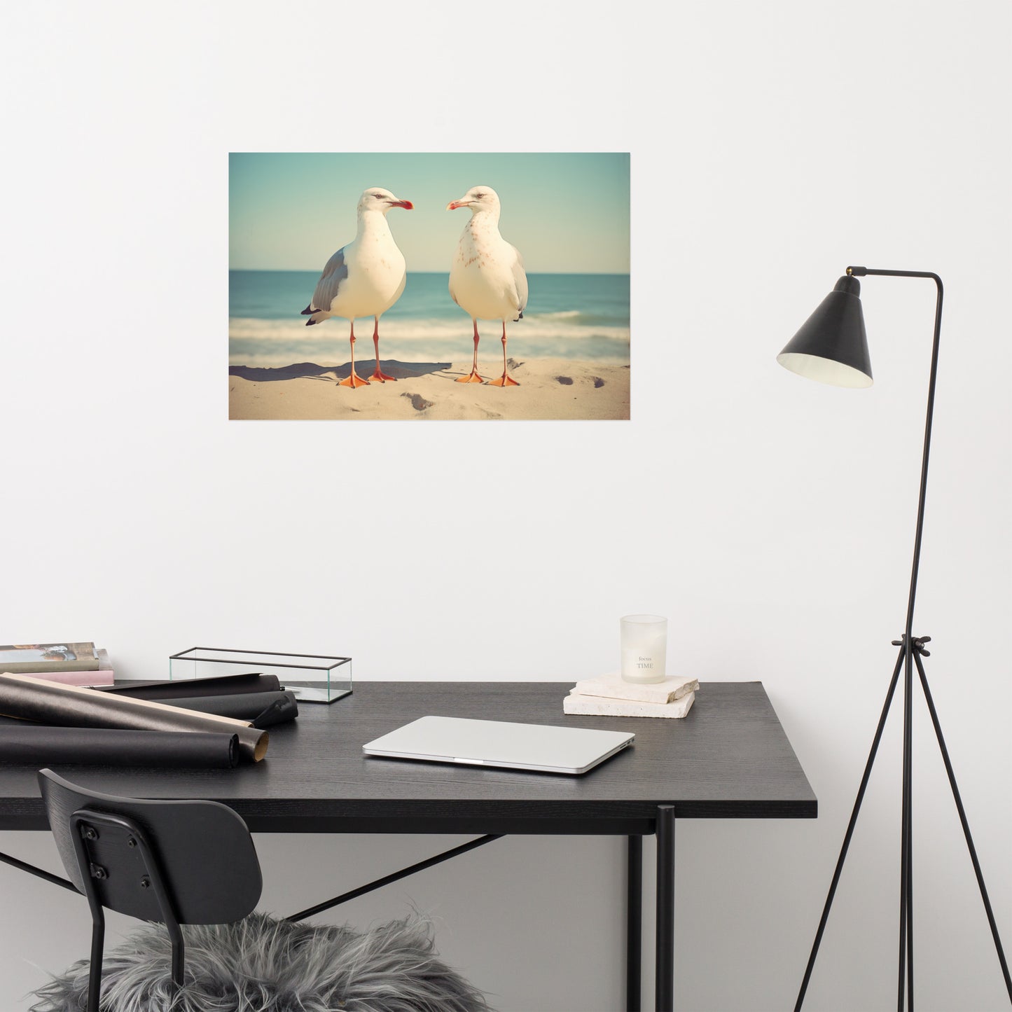 Guardian Angels of the Coast Seagulls Vintage Retro Subdued Seagulls Photorealism - Digital Artwork Loose Art Print