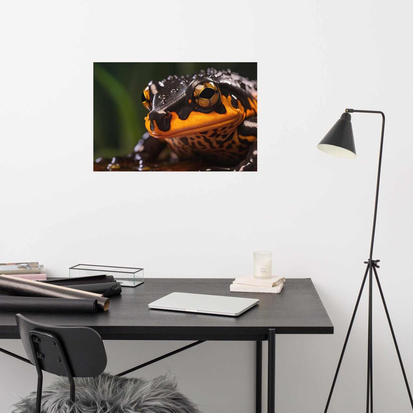 Harlequin Hue Mantella Frog Photorealism - Digital Artwork Loose Art Print