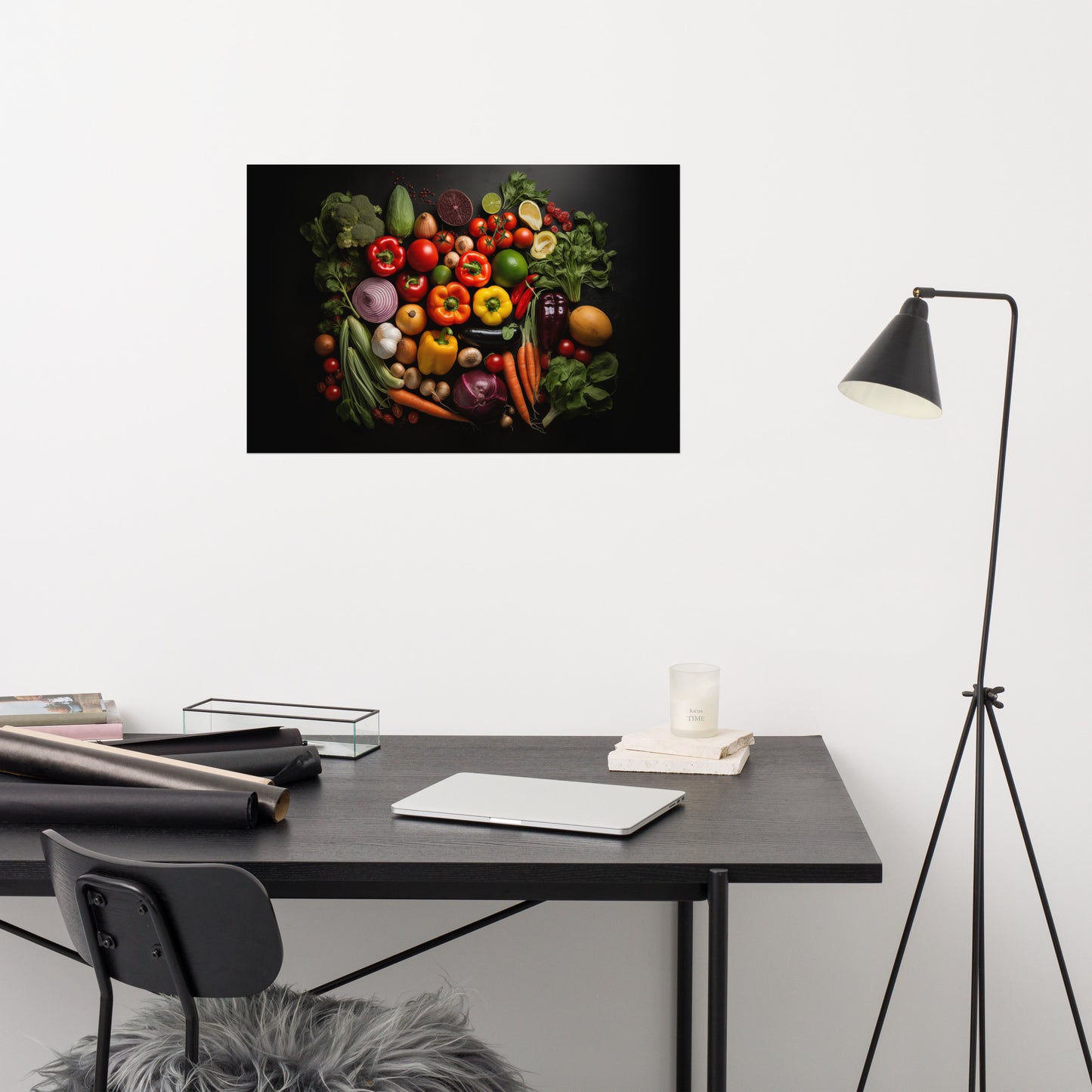 Harvest Hues Vegetable Photorealism - Digital Artwork Loose Art Print