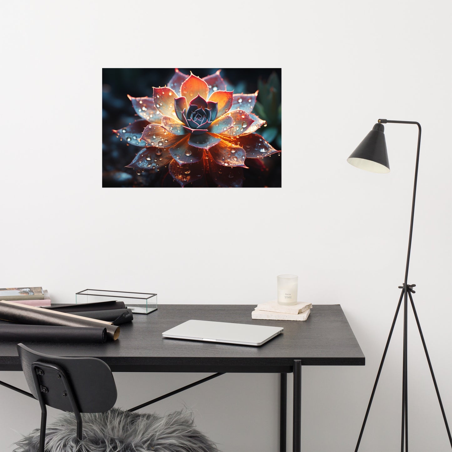 Illuminated Echeveria Surreal - Digital Artwork Loose Art Print