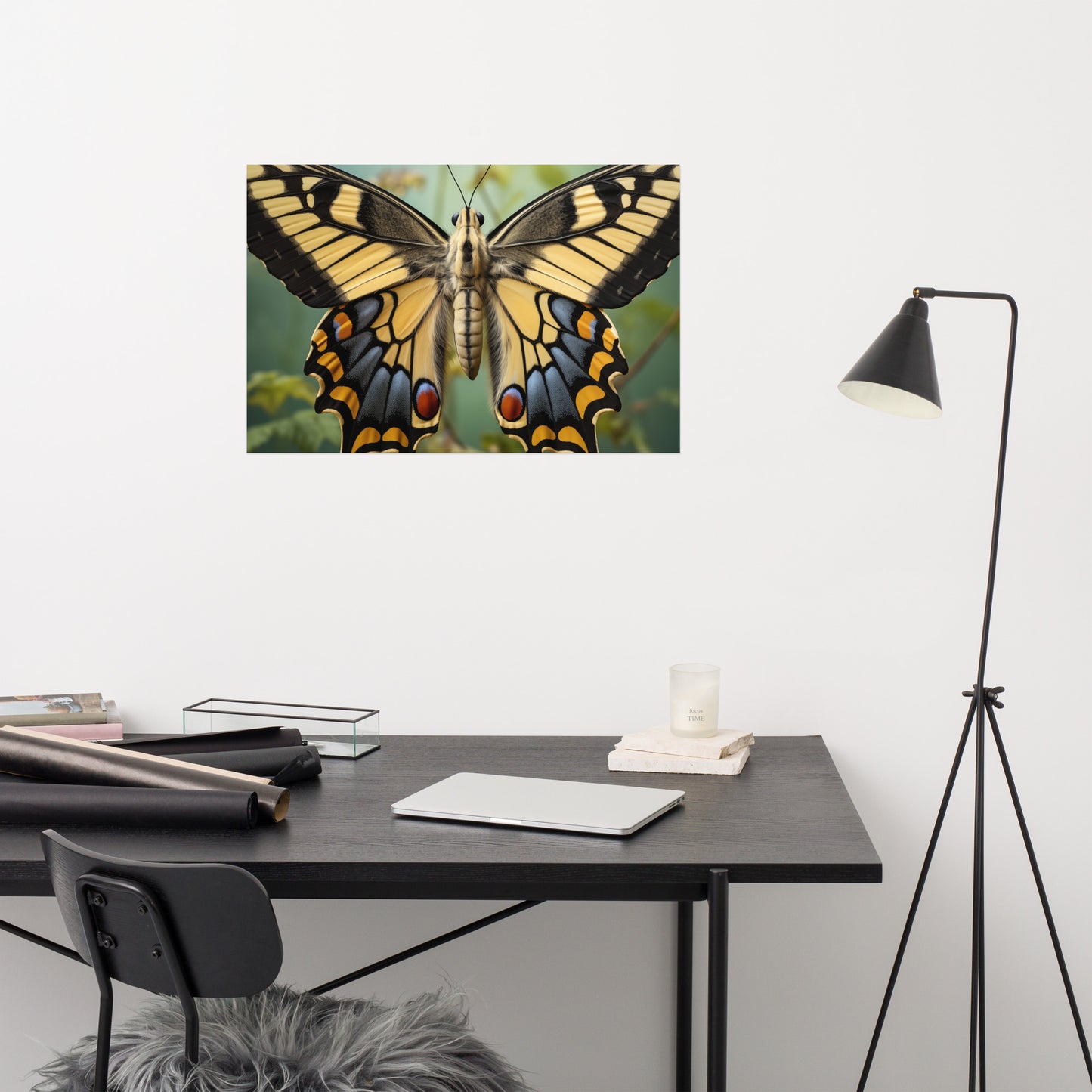 Kaleidoscope of Color Swallowtail Butterfly Close-up Photorealism - Digital Artwork Loose Art Print