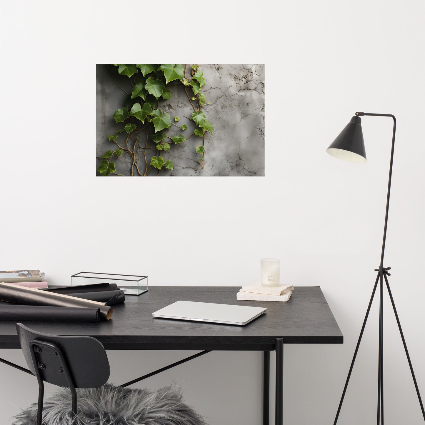 Life on the Wall - Ivy on Stone Photorealism - Digital Artwork Loose Art Print