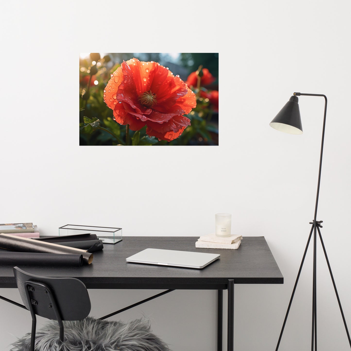 Lonely Crimson Photorealism - Digital Artwork Loose Art Print