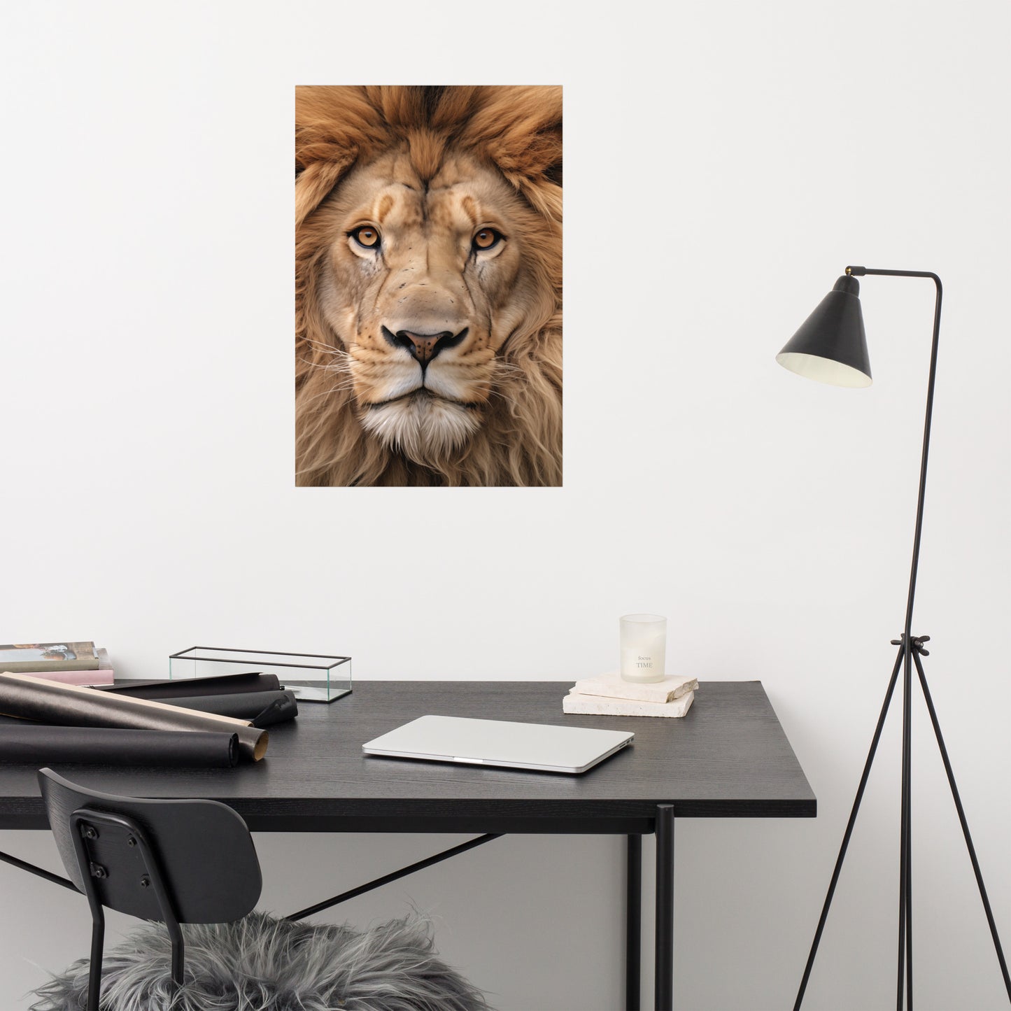 Mane Attraction Lion Photorealism - Digital Artwork Loose Art Print