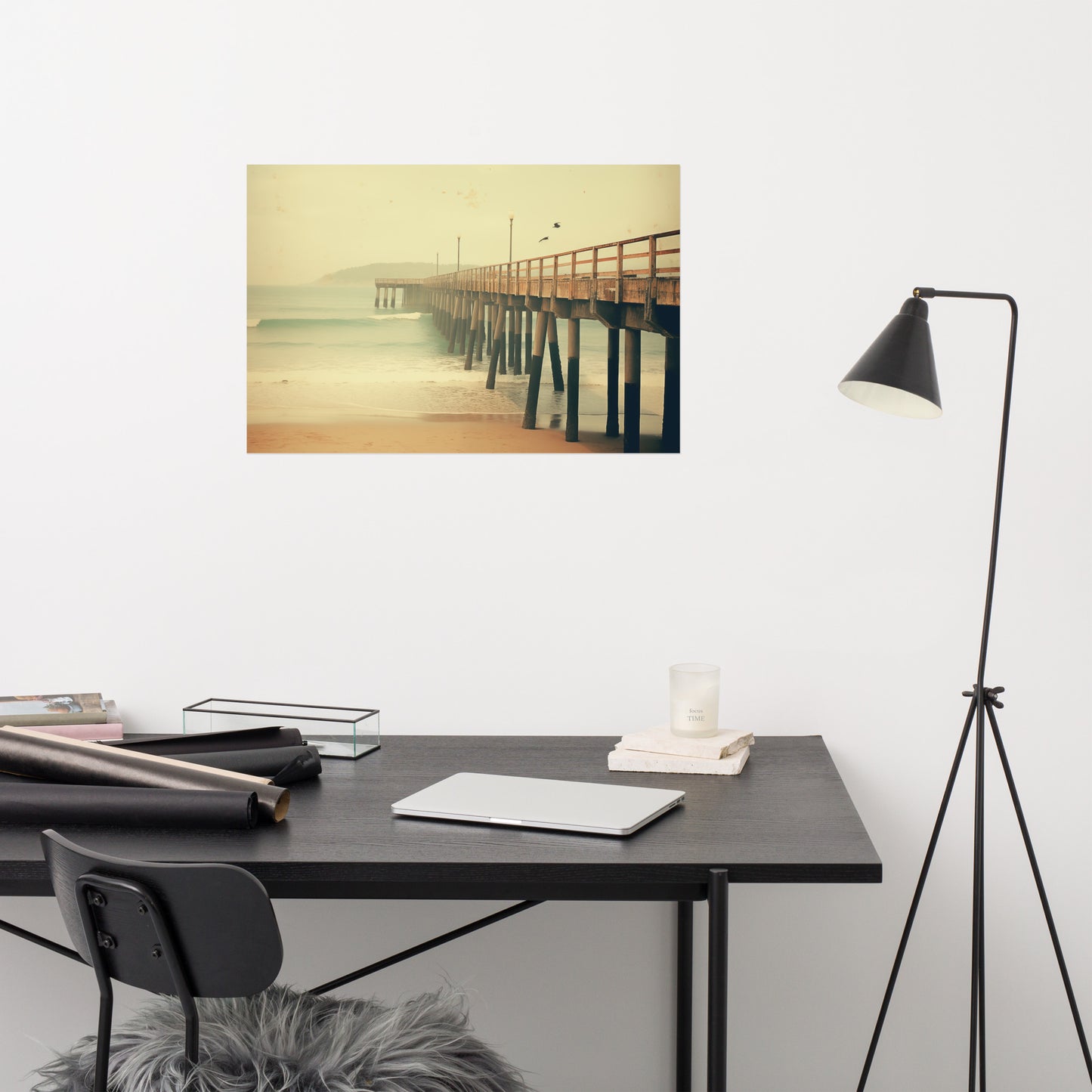 Memories of the Beach Subdued Retro Coastal Photorealism - Digital Artwork Loose Art Print