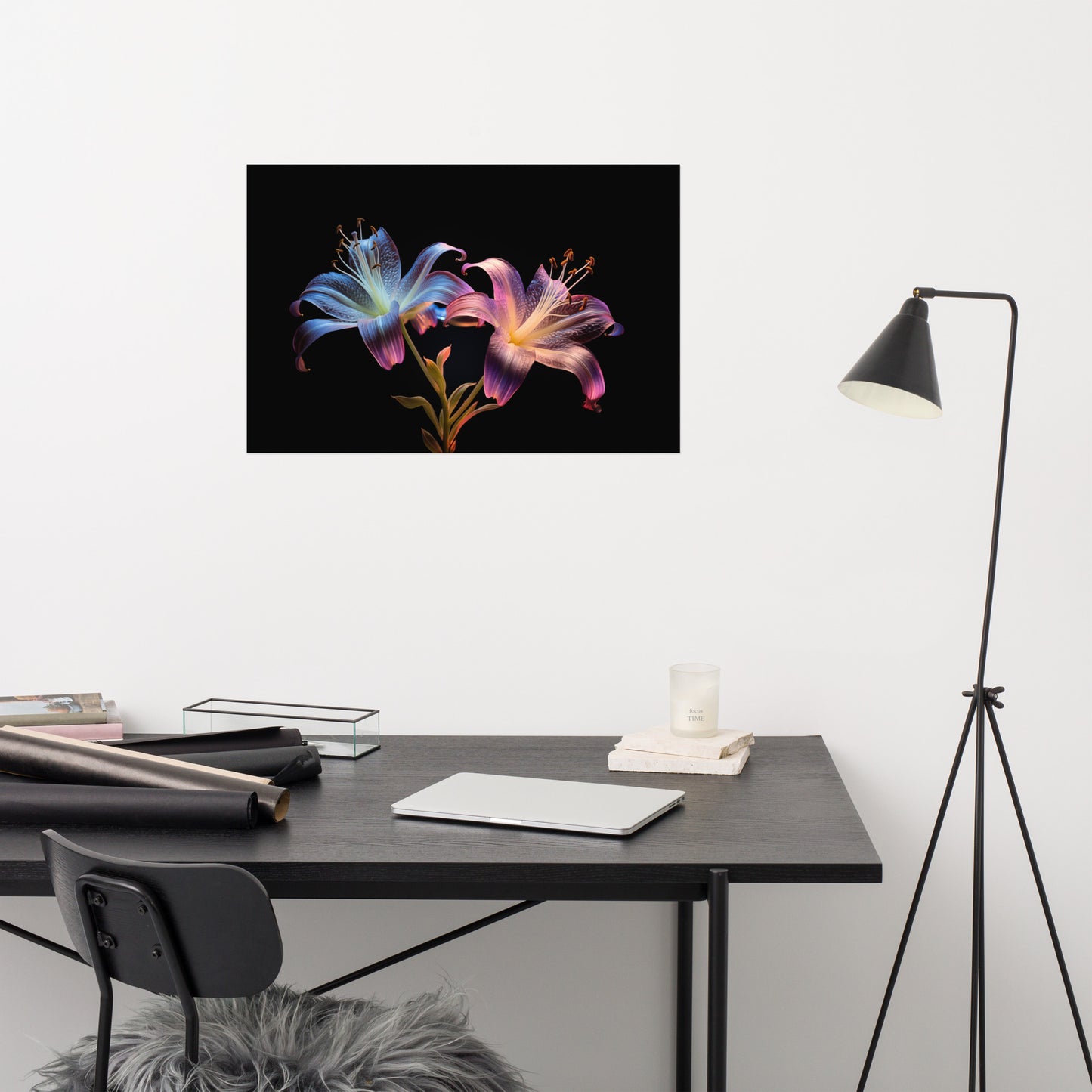 Luminous Lilies Illustration - Digital Artwork Loose Art Print