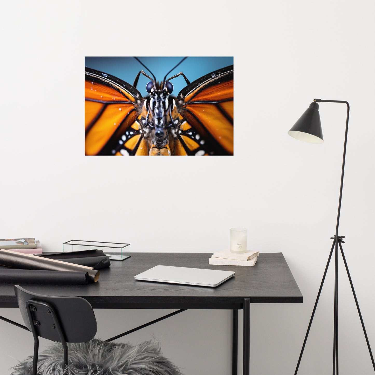 Monarch Macro - Butterfly Close-up Photorealism - Digital Artwork Loose Art Print