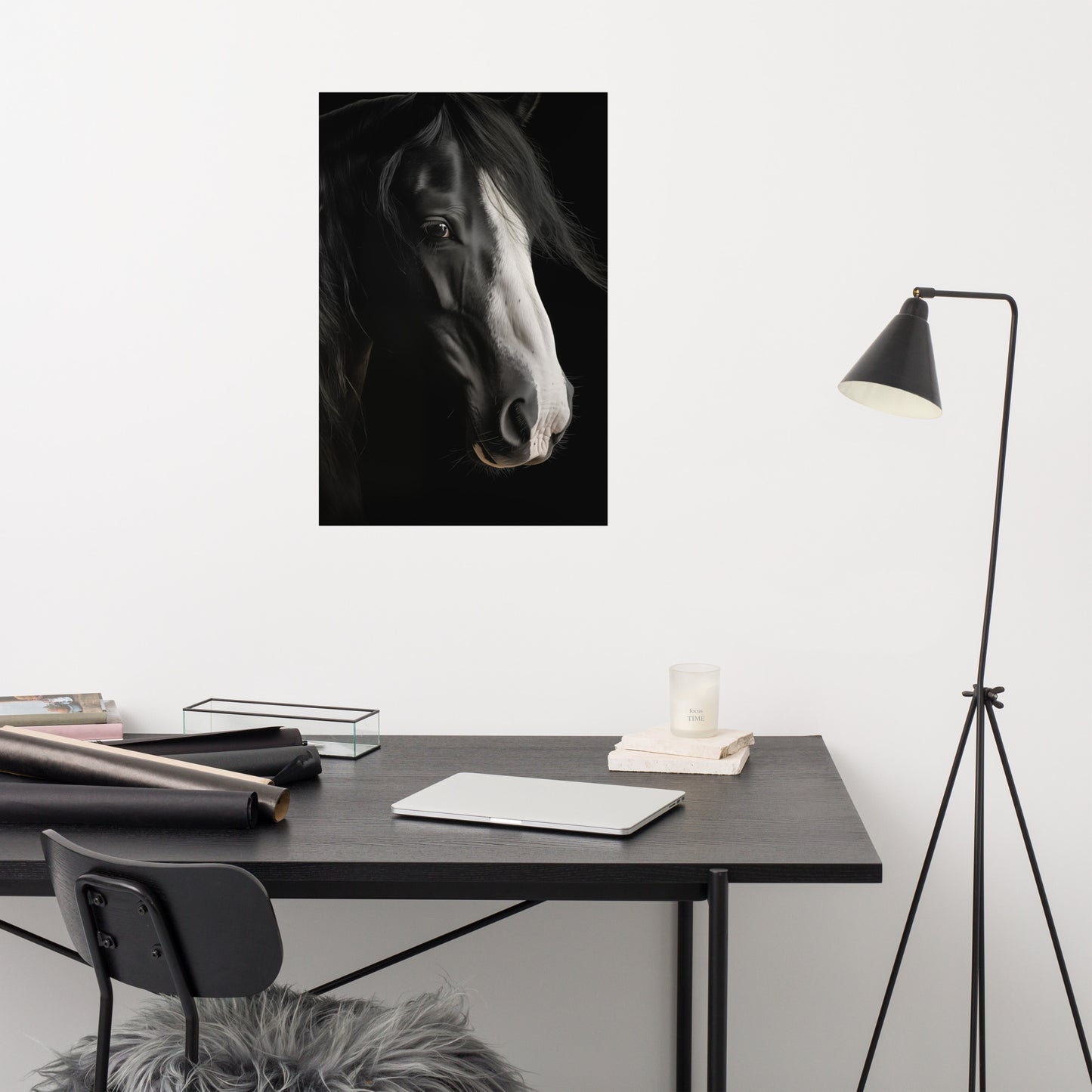 Moonlit Mane Photorealism - Digital Artwork Loose Art Print