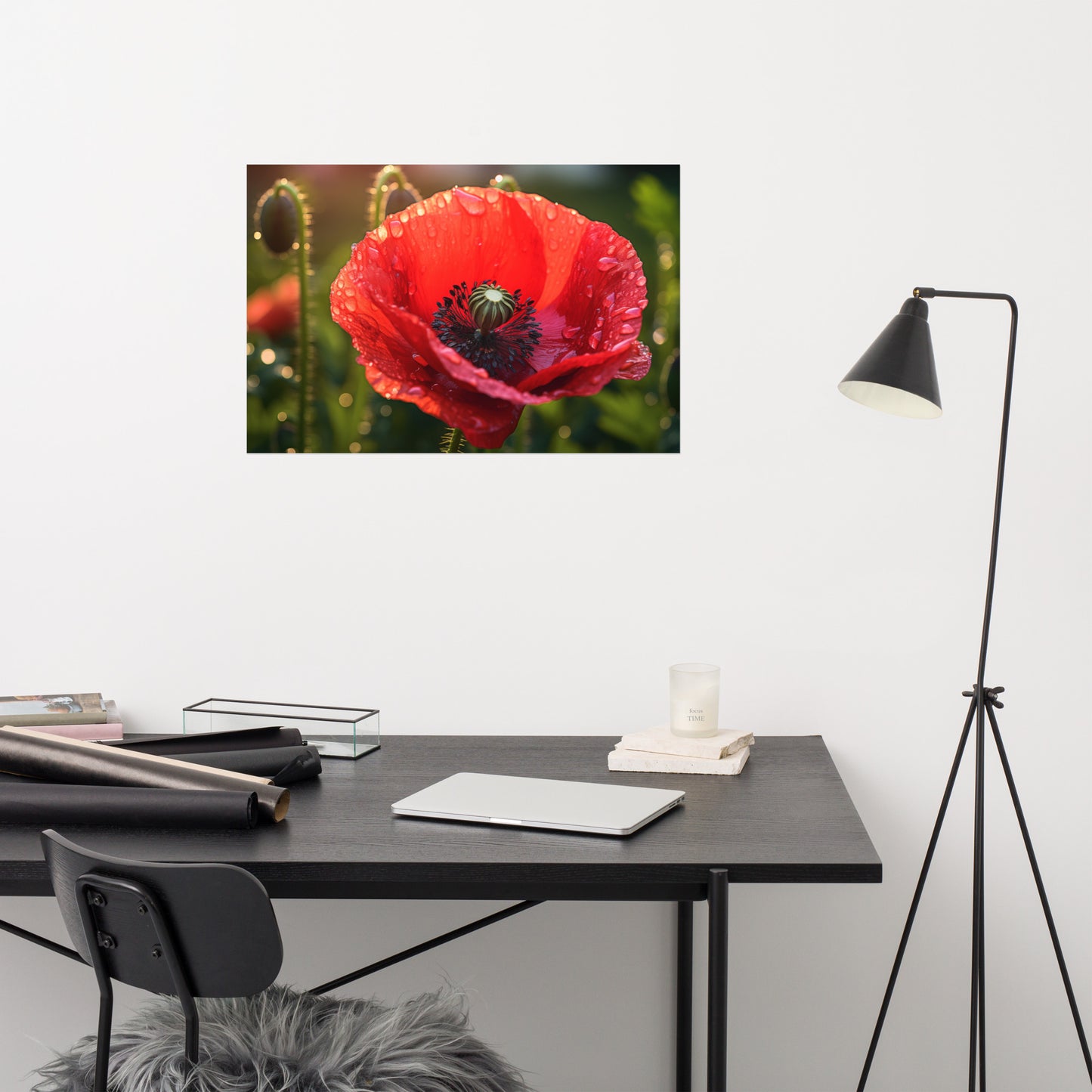 Nature's Red Jewel Photorealism - Digital Artwork Loose Art Print