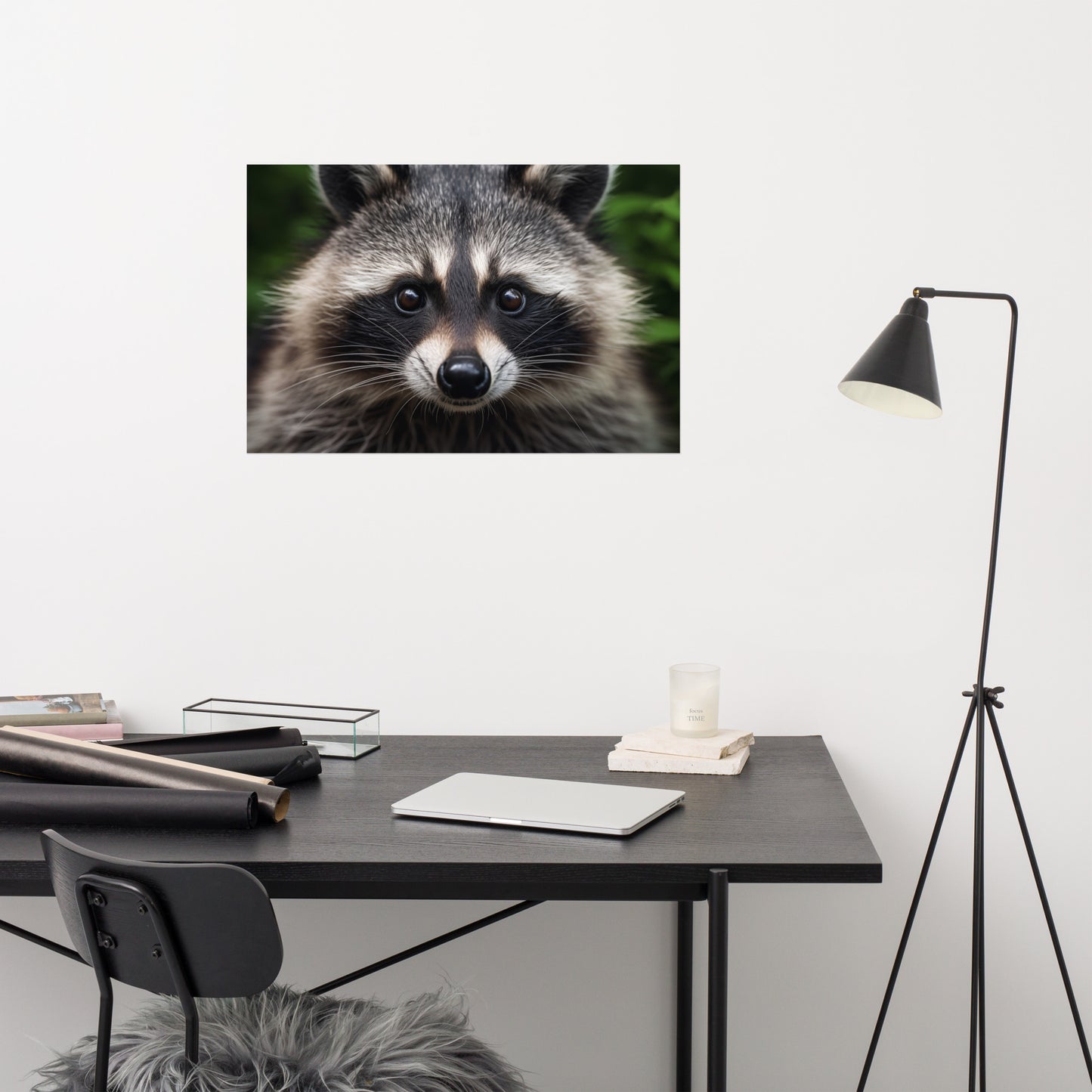 Night Prowler Raccoon Portrait Photorealism - Digital Artwork Loose Art Print