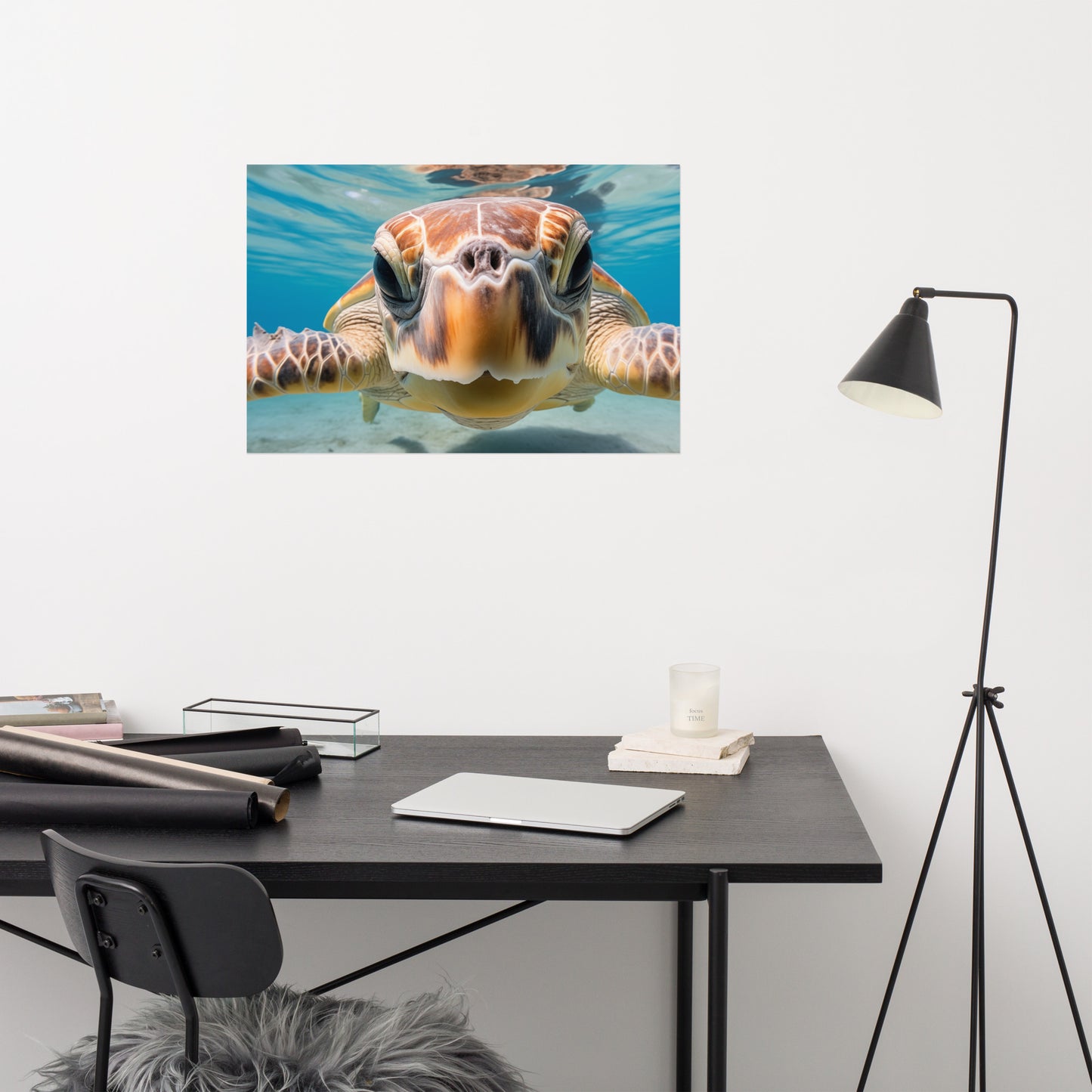 Oceanic Odyssey Sea Turtle Coastal Photorealism - Digital Artwork Loose Art Print