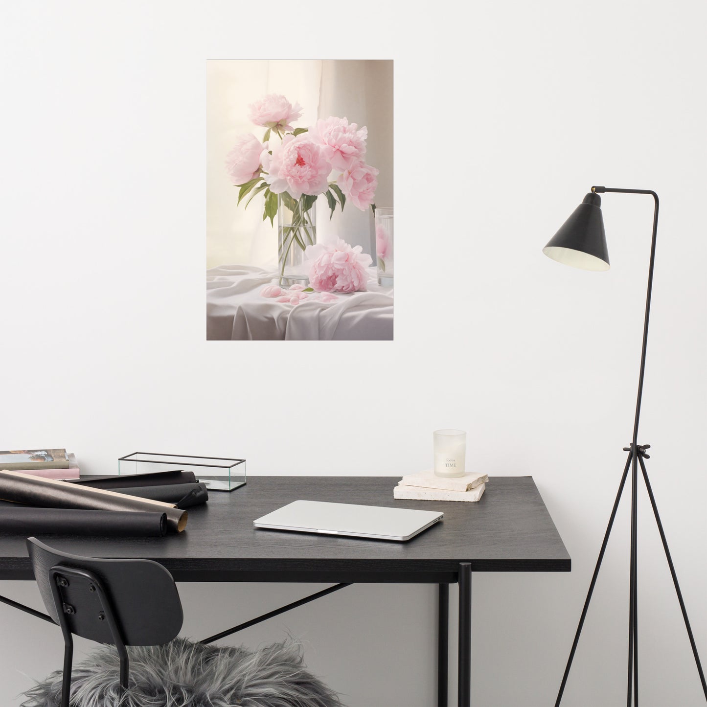 Peonies in Repose Photorealism - Digital Artwork Loose Art Print