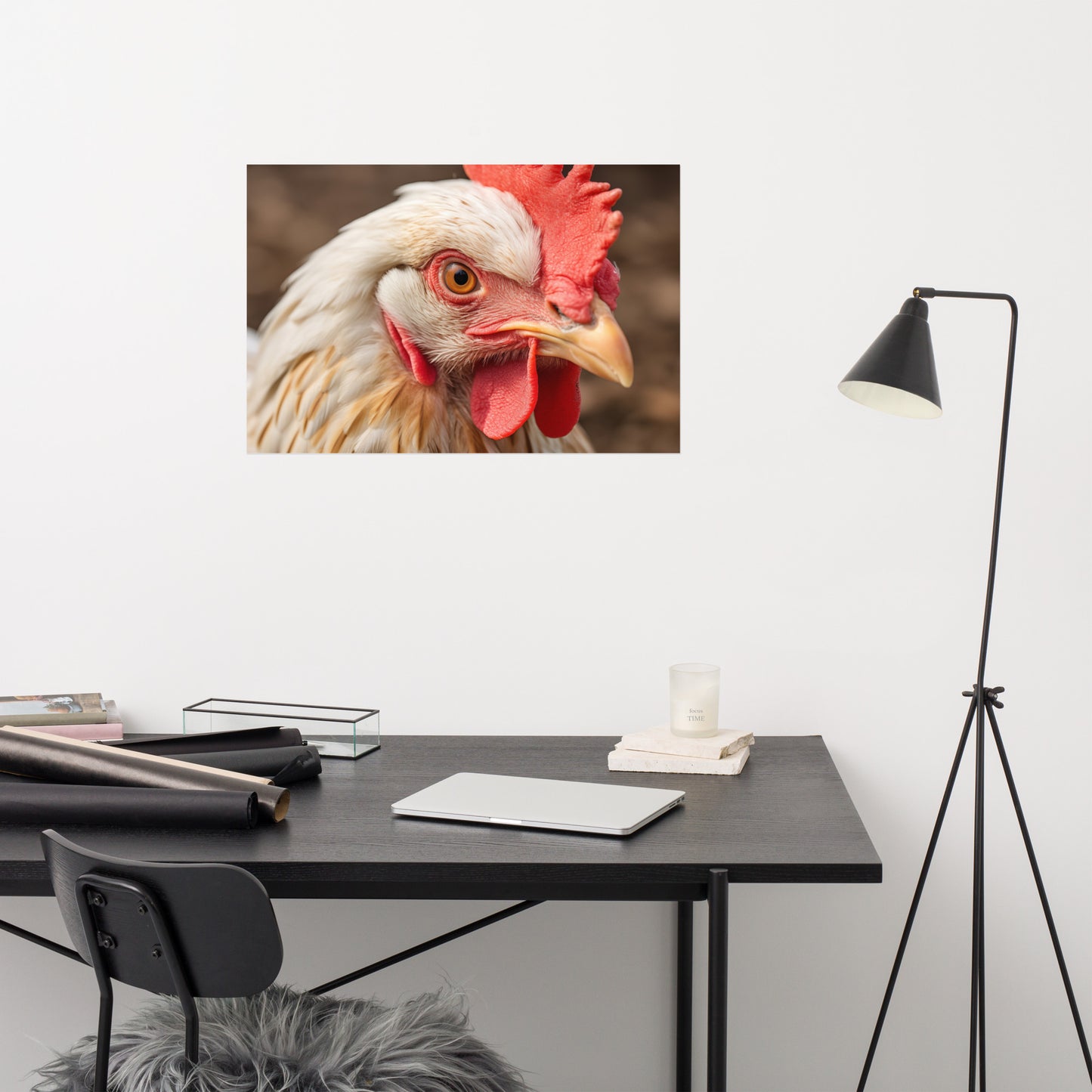 Portrait of a Hen Photorealism - Digital Artwork Loose Art Print