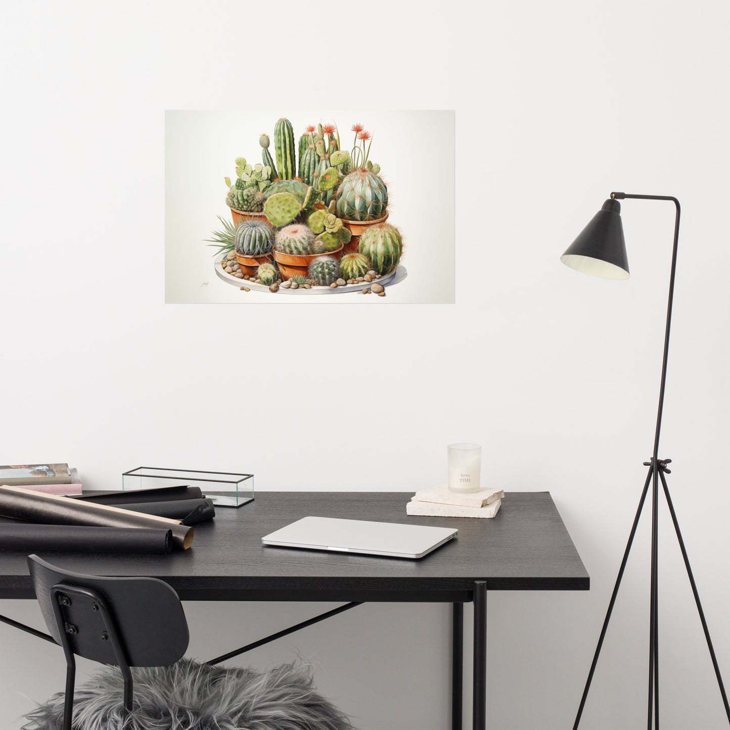 Potted Cacti Still Life Cactus Illustration Pencil Drawing - Digital Artwork Loose Art Print