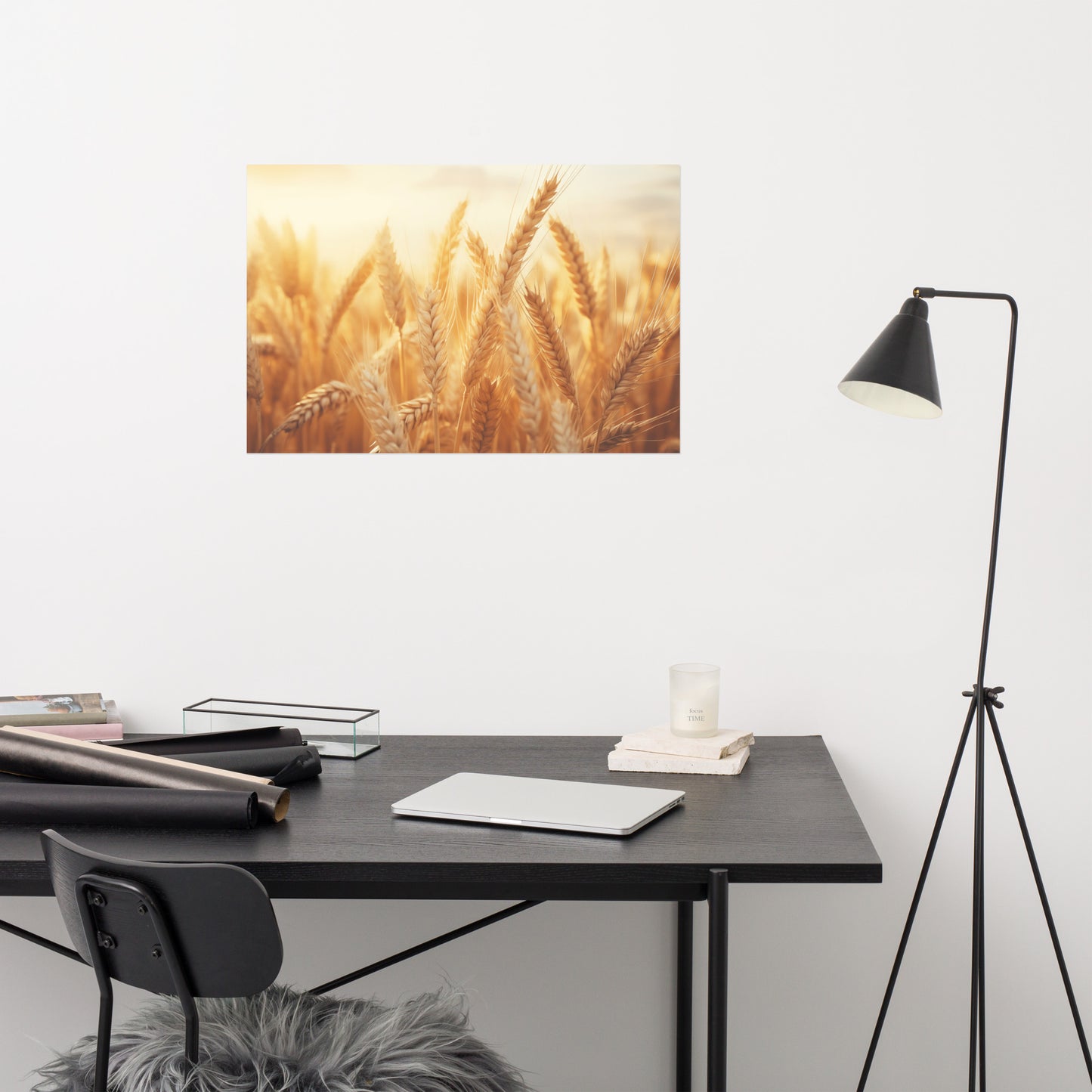 Prairie Dreams Minimal Botanical Rustic Subdued Wheat Crops Photorealism - Digital Artwork Loose Art Print