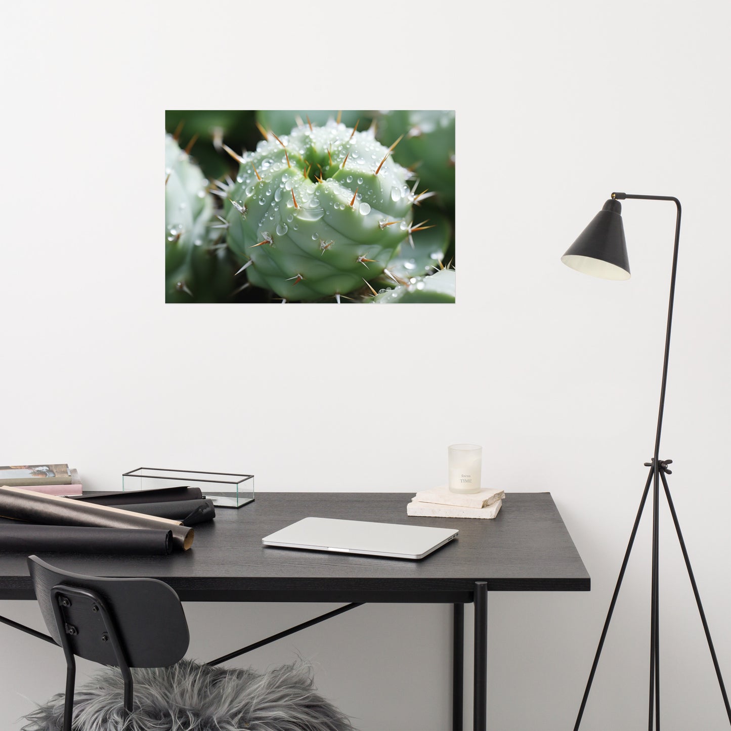 Prickly Pearls Succulent Photorealism - Digital Artwork Loose Art Print